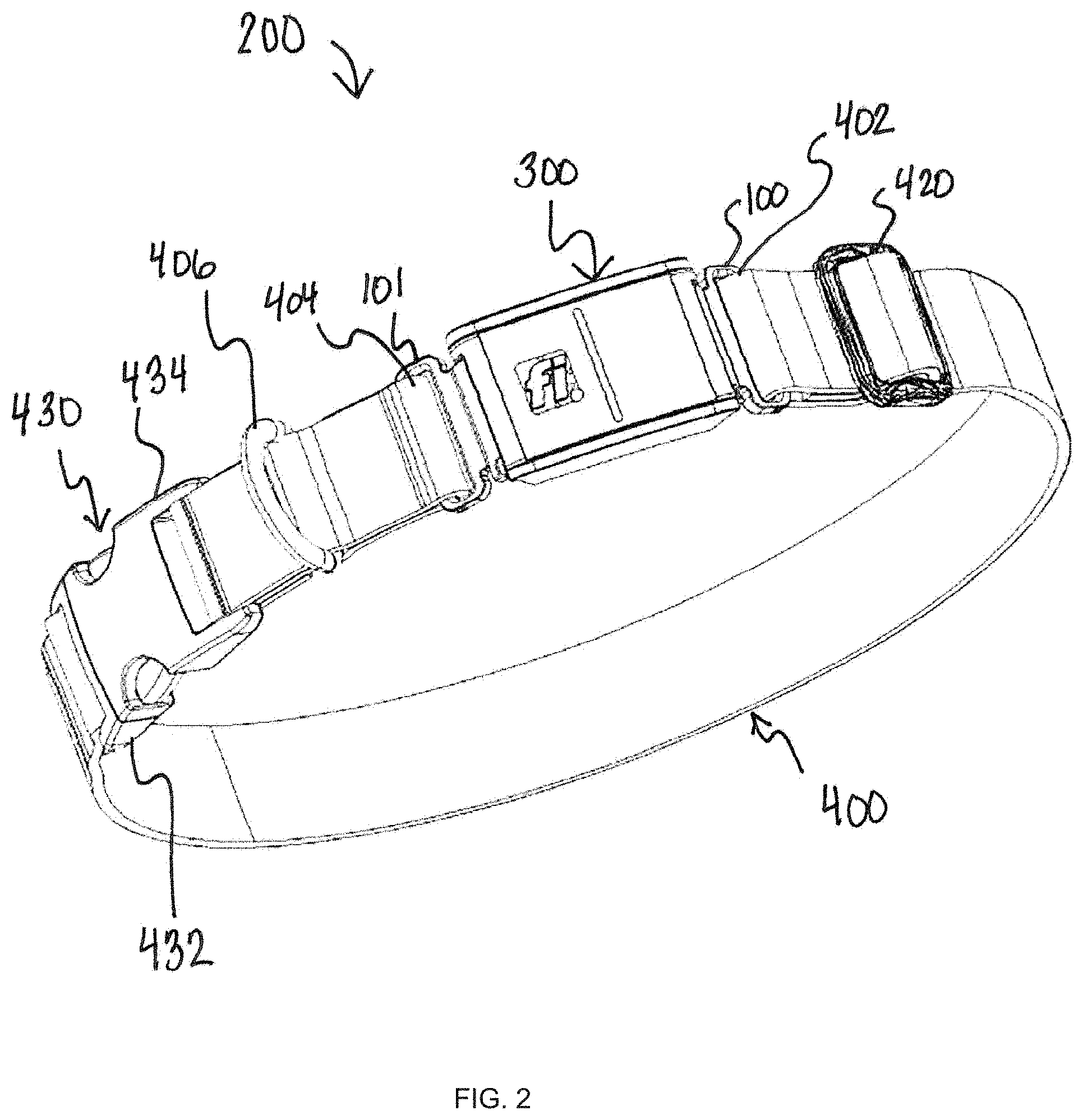 Patent US11777196 Figure 2 – Apparatus and methods for wireless communications antenna included within a wearable electronic device