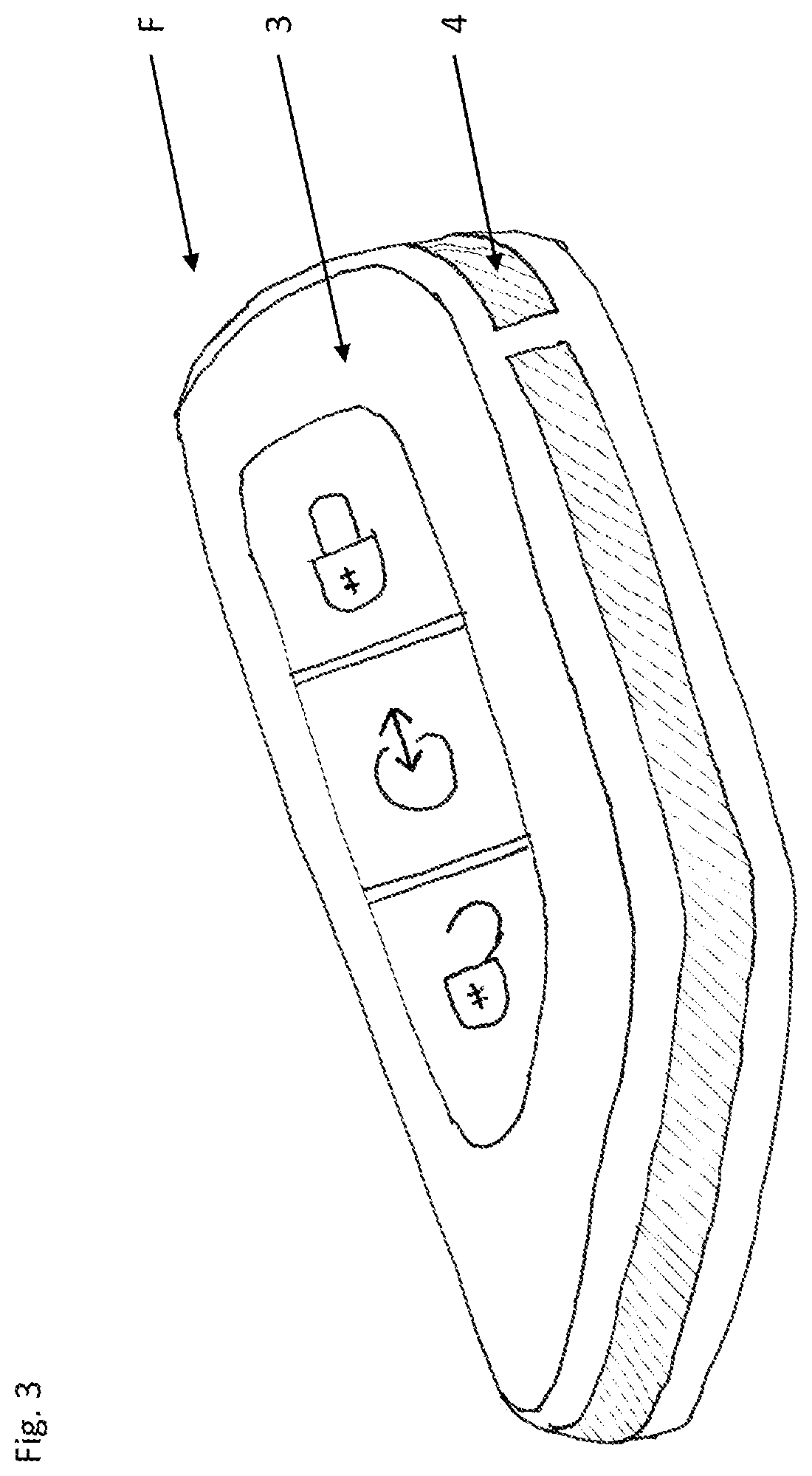 Patent US11777197 Figure 3 – Remote key with an external loop antenna