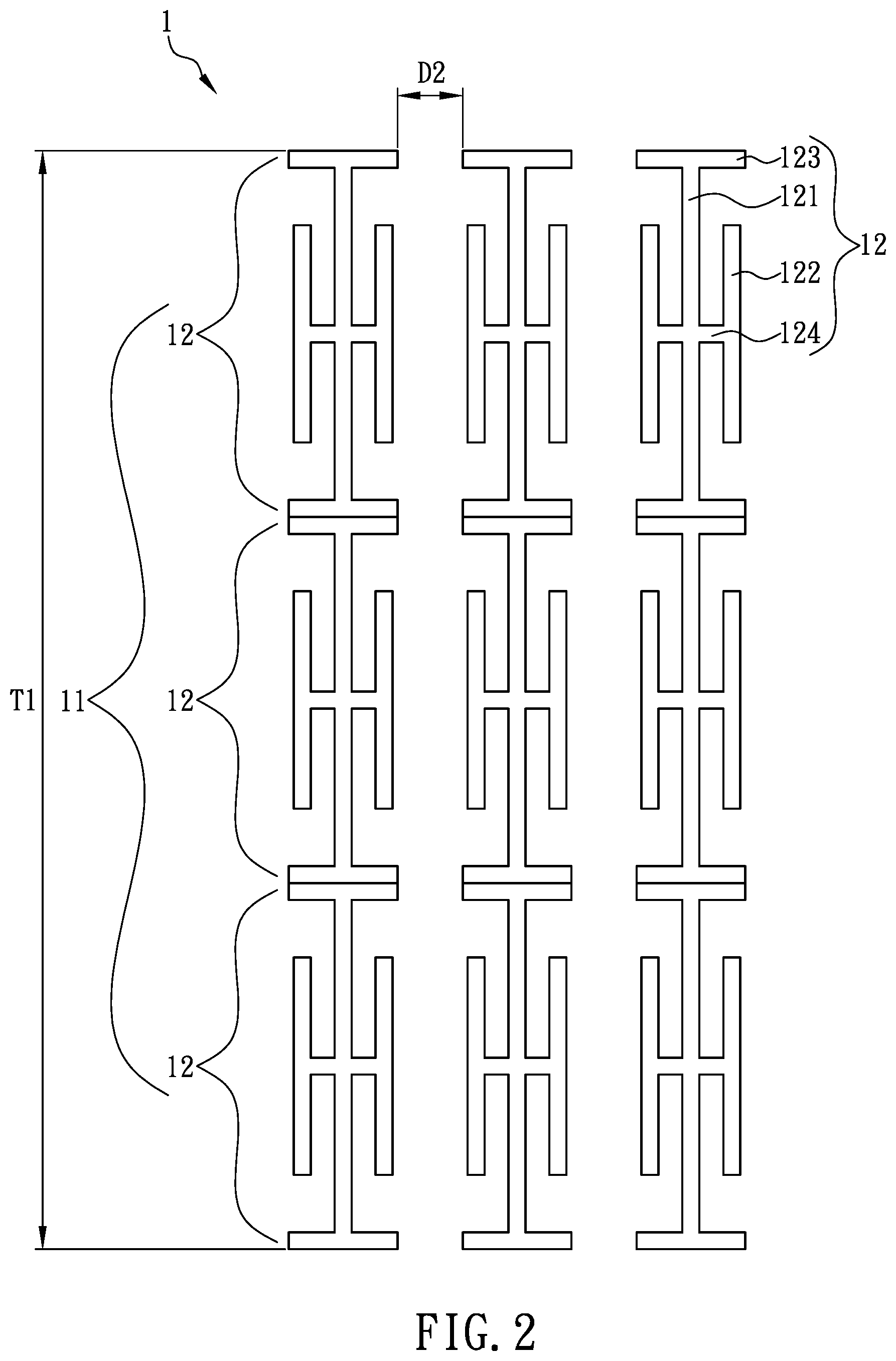 Patent US11777205 Figure 2 – Periodic metal array structure