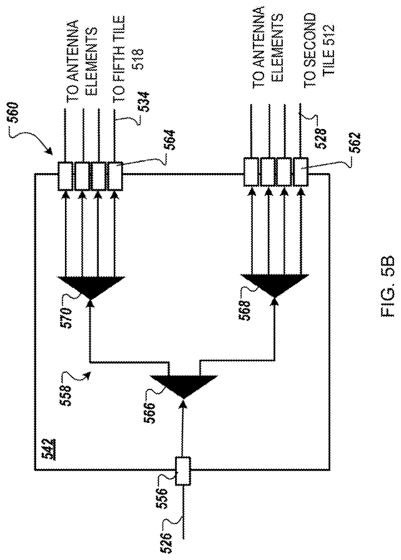 Patent US11777209 Figure 6 – Phased array antenna using series-fed sub-arrays