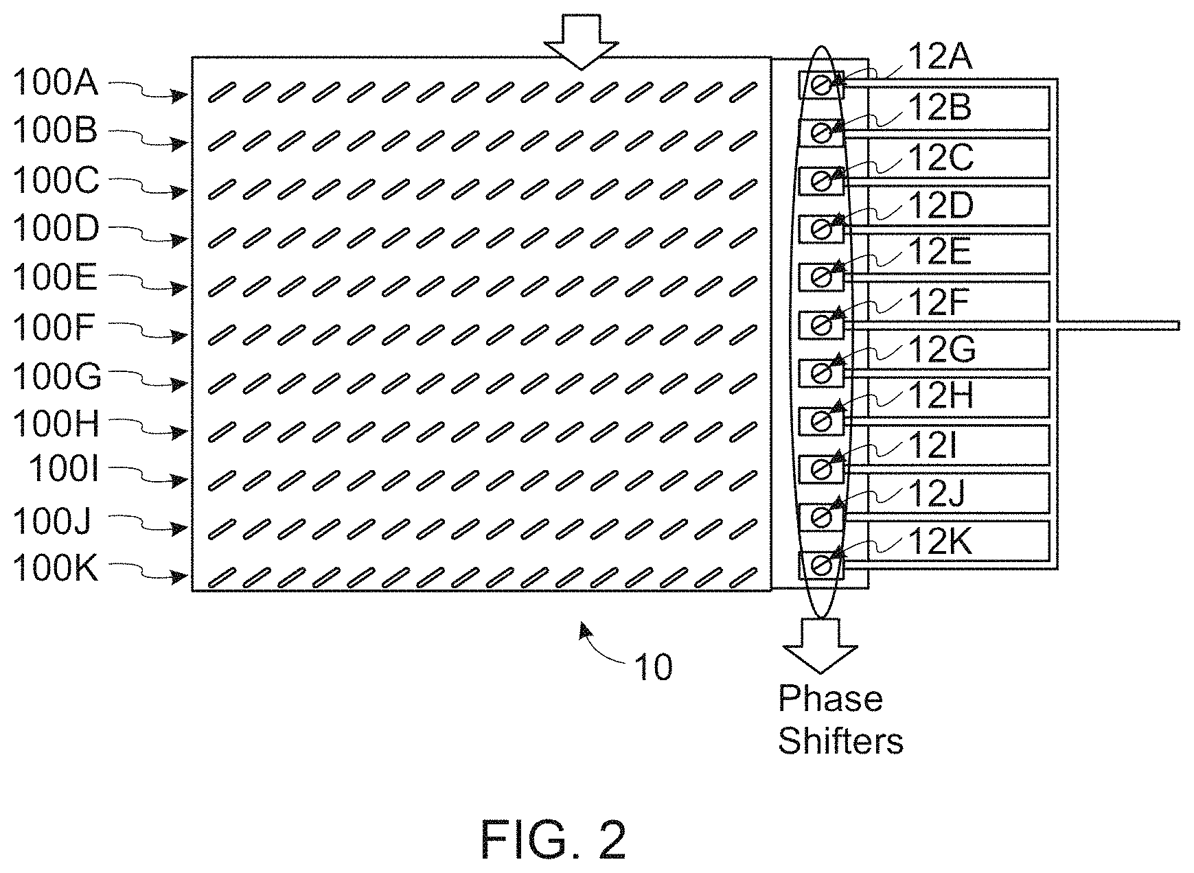 Patent US11777223 Figure 2 – Meandered slotted waveguide for a leaky wave antenna, and a leaky wave antenna