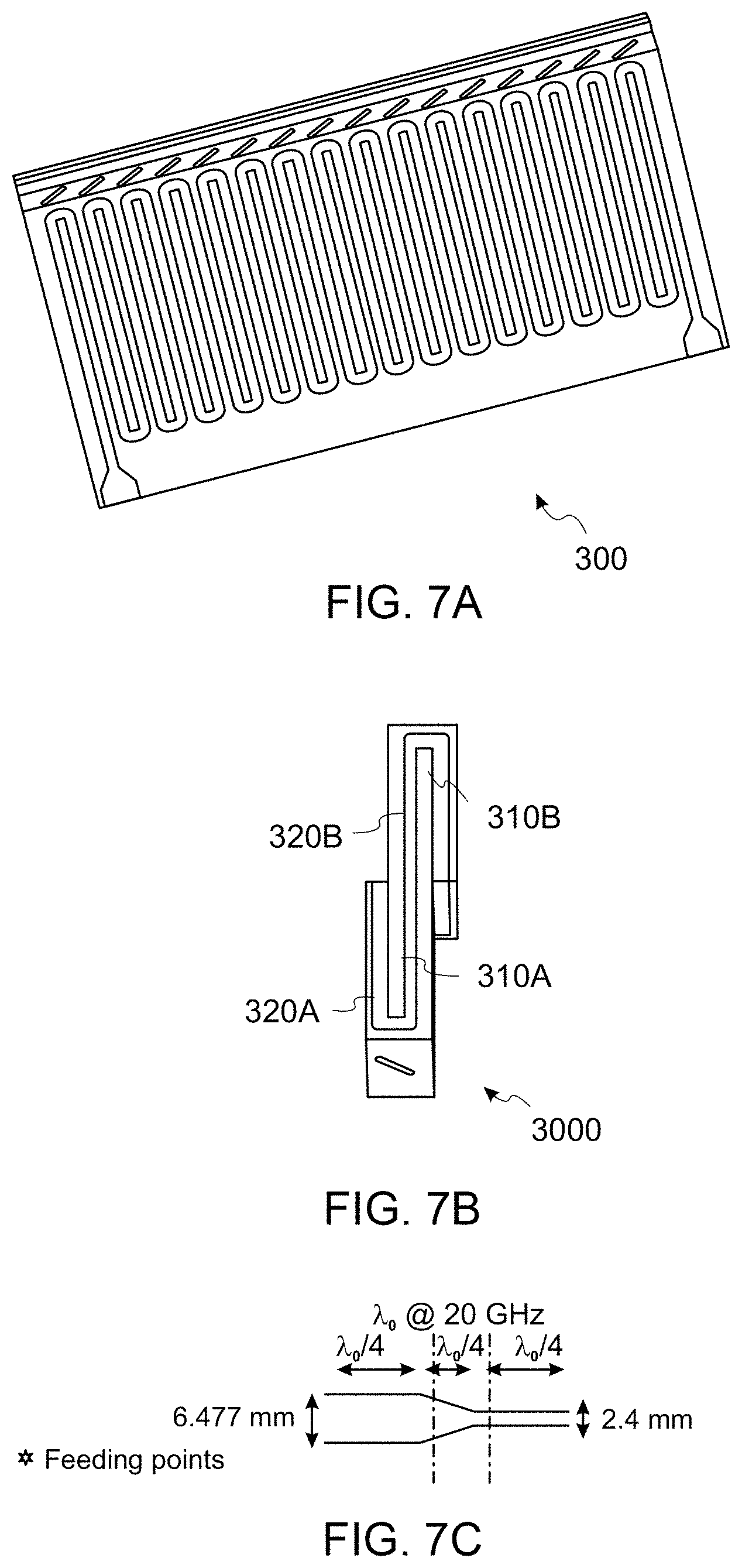Patent US11777223 Figure 7 – Meandered slotted waveguide for a leaky wave antenna, and a leaky wave antenna