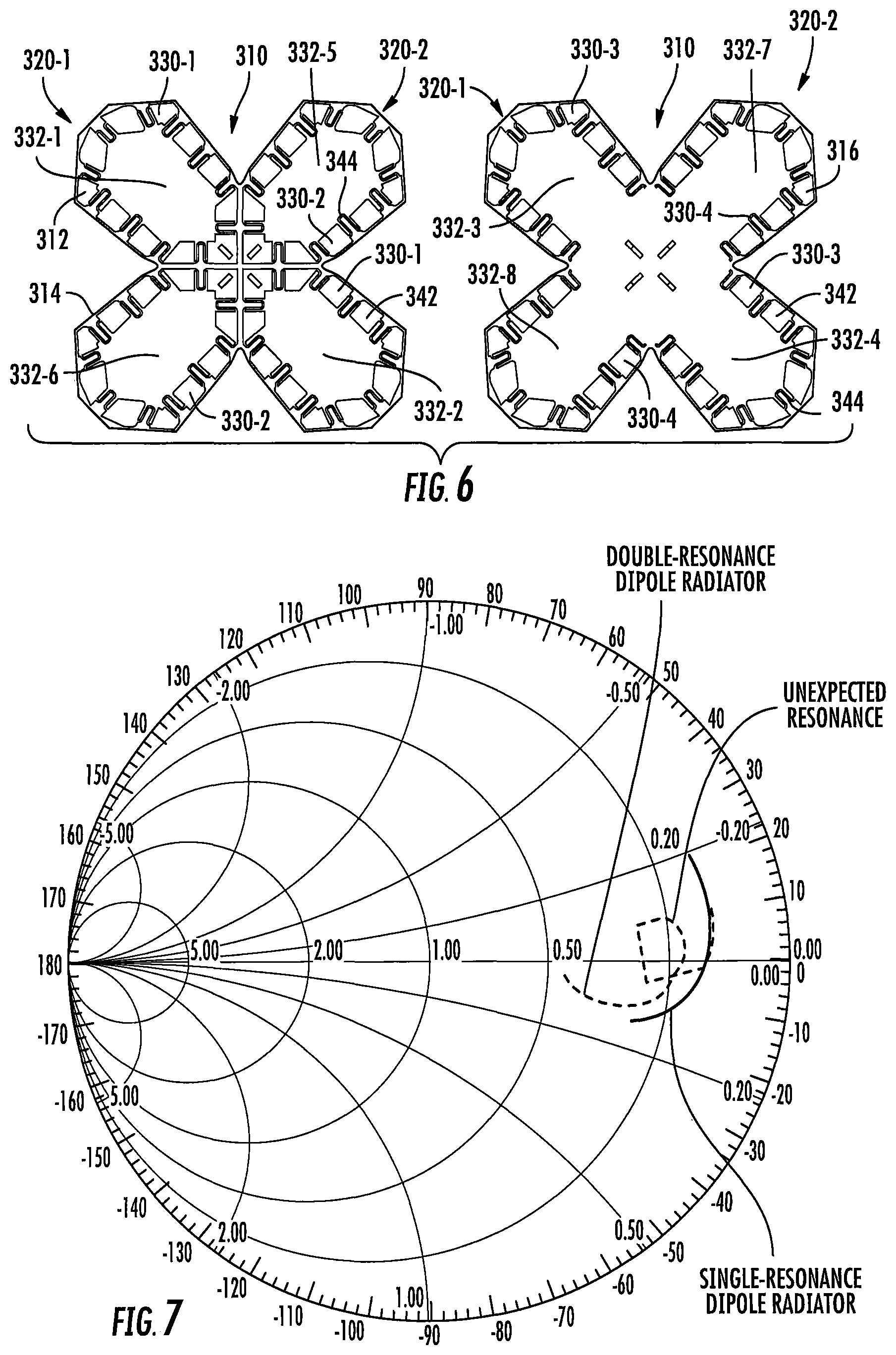 Patent US11777229 Figure 5 – Antennas including multi-resonance cross-dipole radiating elements and related radiating elements