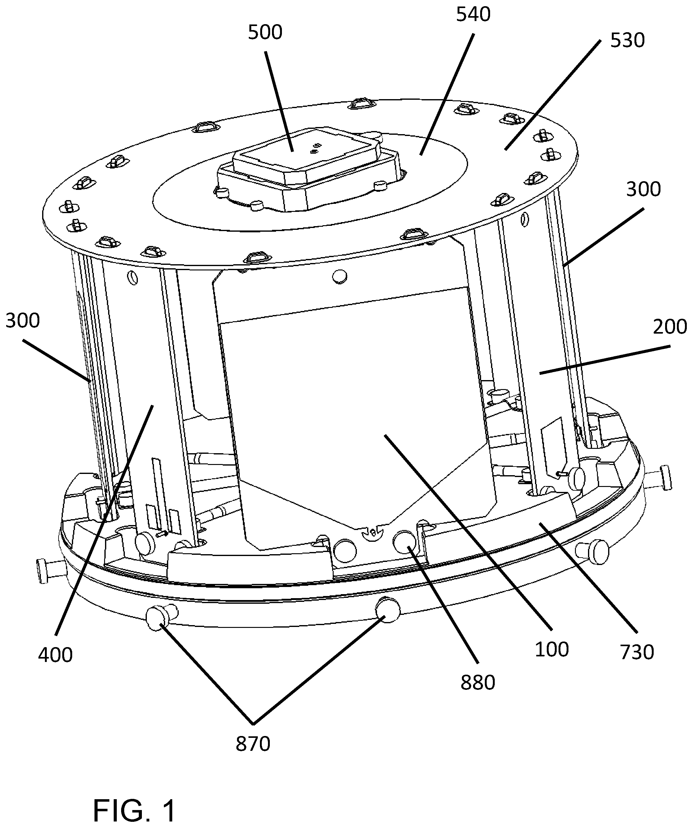 Patent US11777232 Figure 1 – Mobile multi-frequency RF antenna array with elevated GPS devices, systems, and methods
