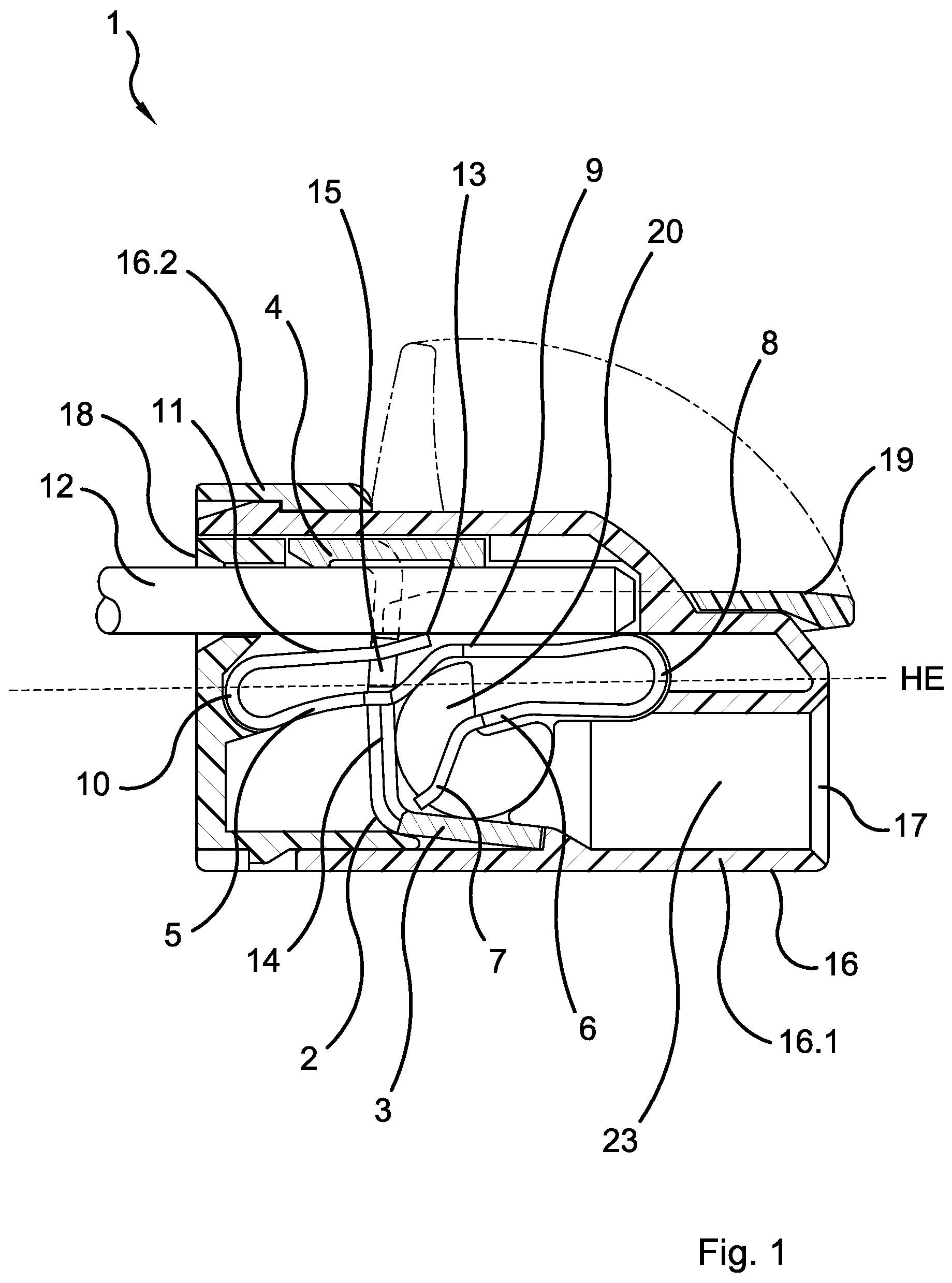Patent US11777233 Figure 1 – Conductor connection terminal