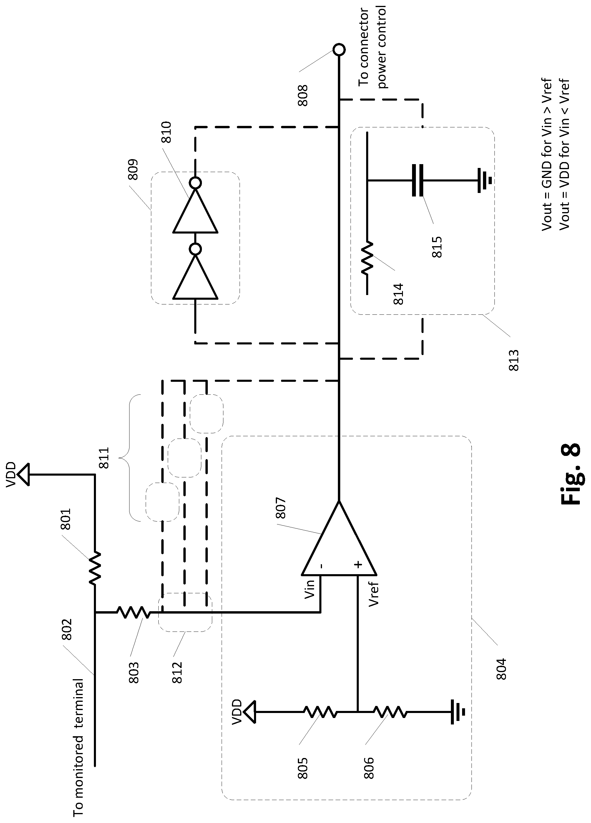 Patent US11777237 Figure 8 – Disconnecting power from external USB connectors of conformable wearable battery packs in the presence of conducting fluids