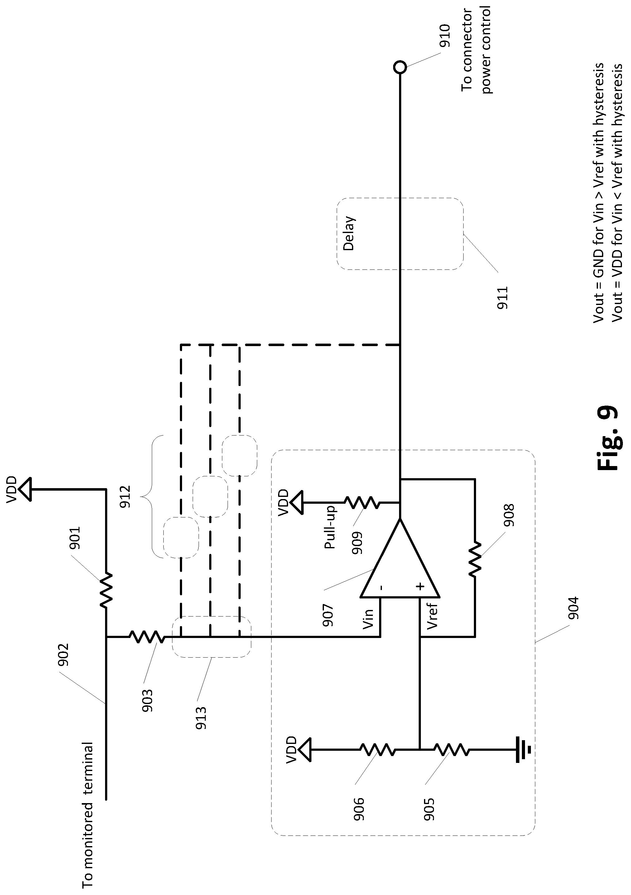 Patent US11777237 Figure 9 – Disconnecting power from external USB connectors of conformable wearable battery packs in the presence of conducting fluids