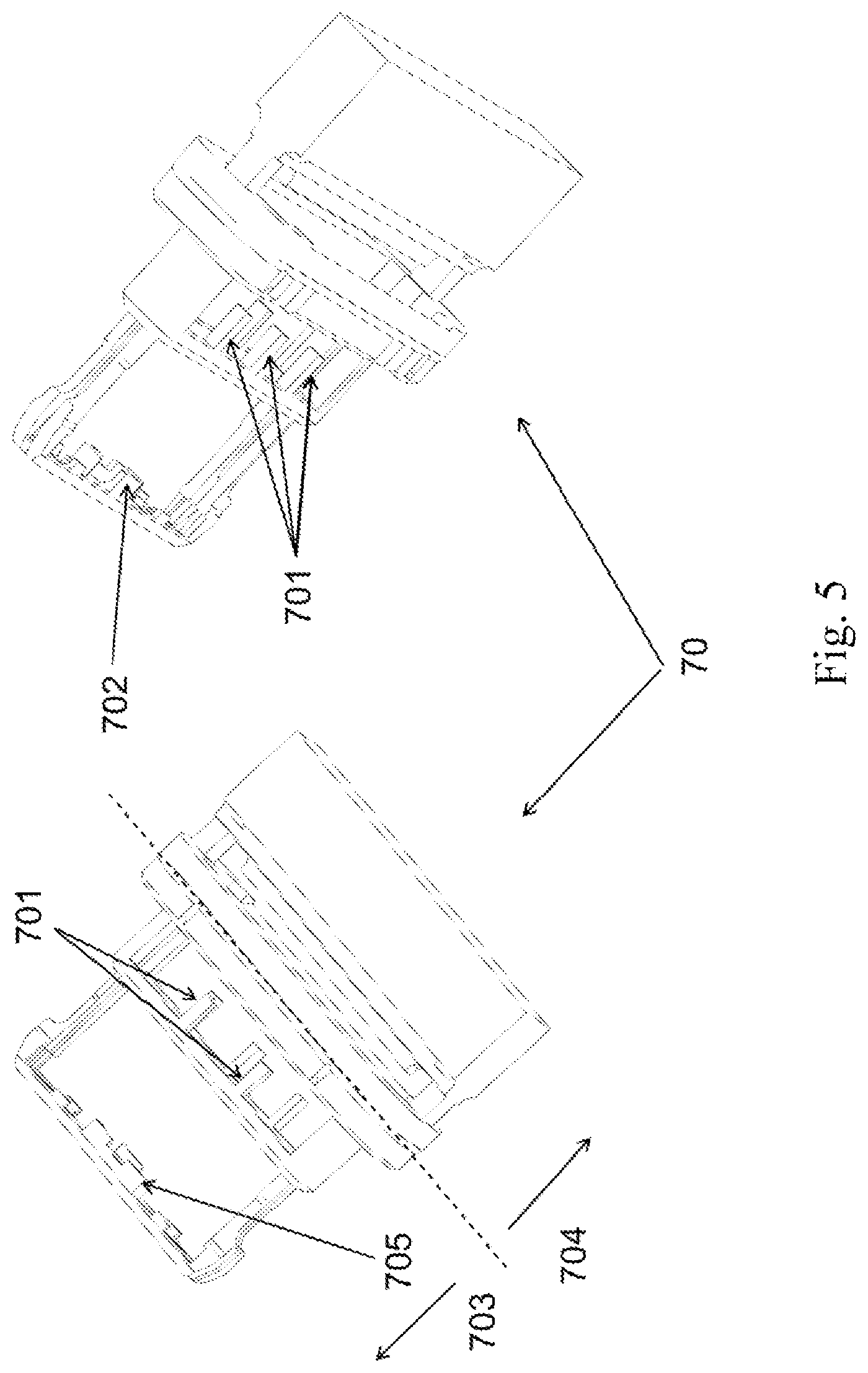 Patent US11777240 Figure 6 – Connector assembly directly connected to a flat cable