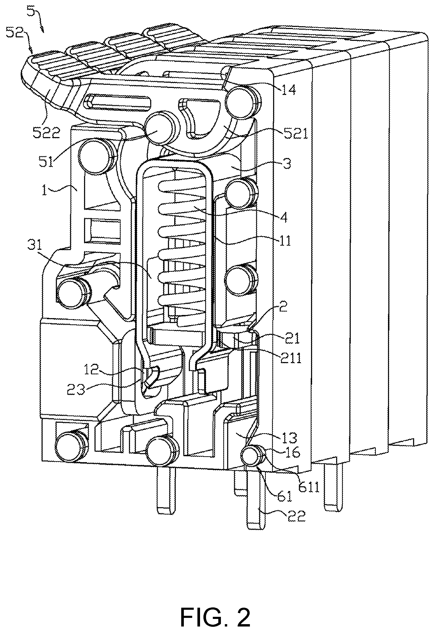 Patent US11777245 Figure 2 – Coil spring type wire-locking terminal block