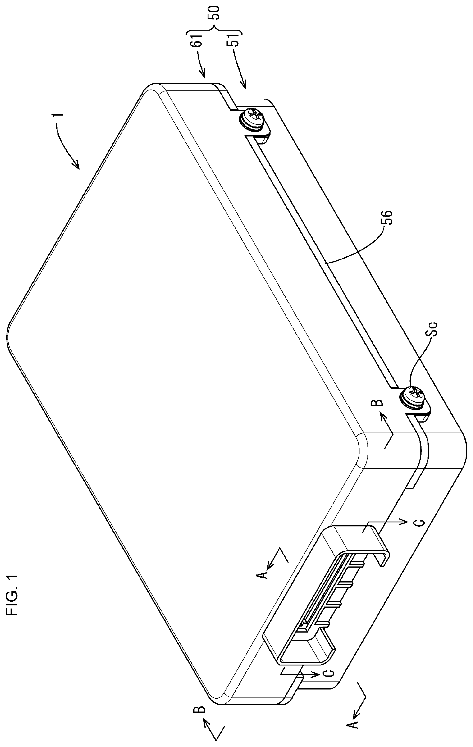 Patent US11777249 Figure 1 – Electrical connection box with a waterproof member