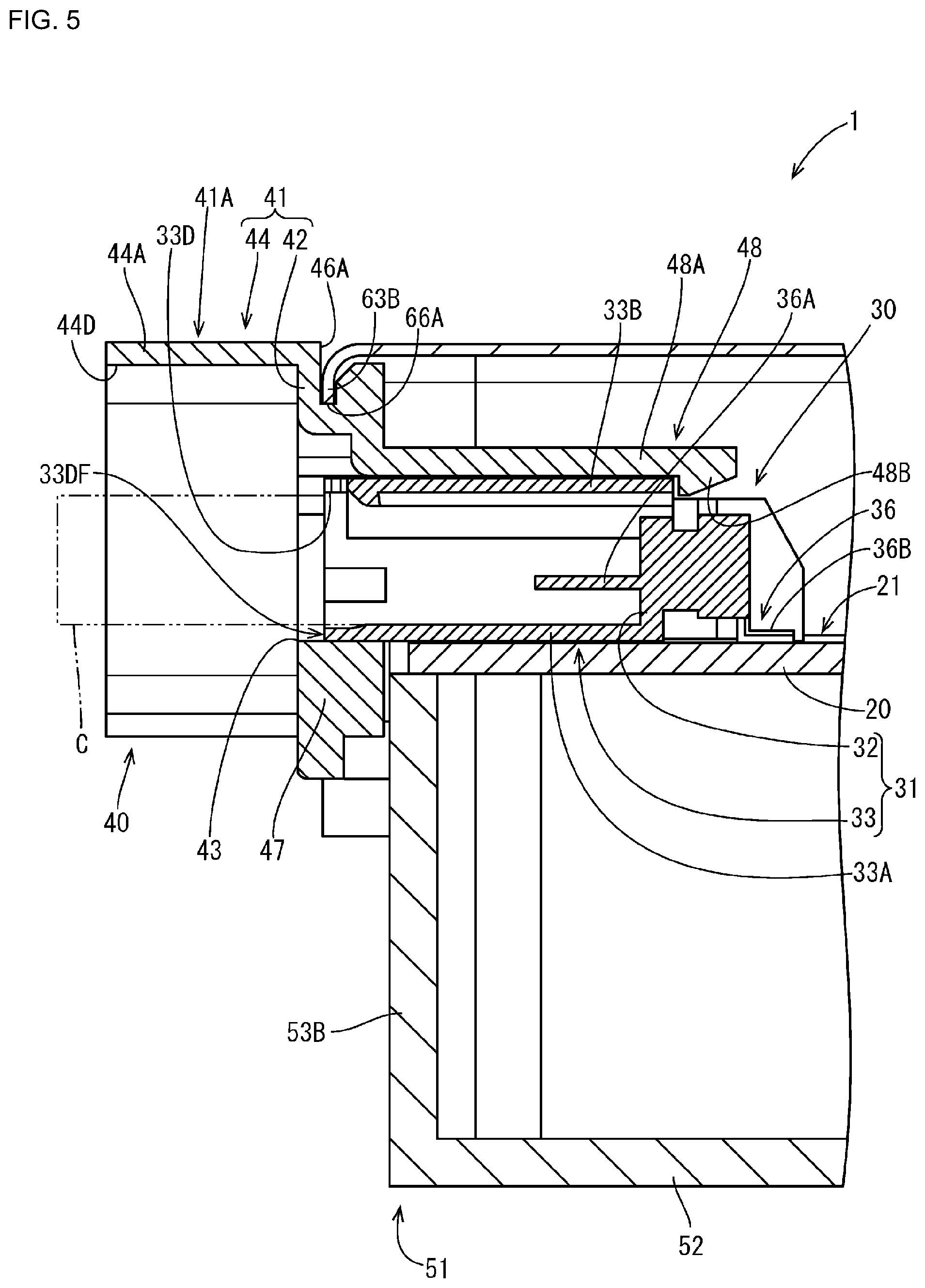 Patent US11777249 Figure 5 – Electrical connection box with a waterproof member