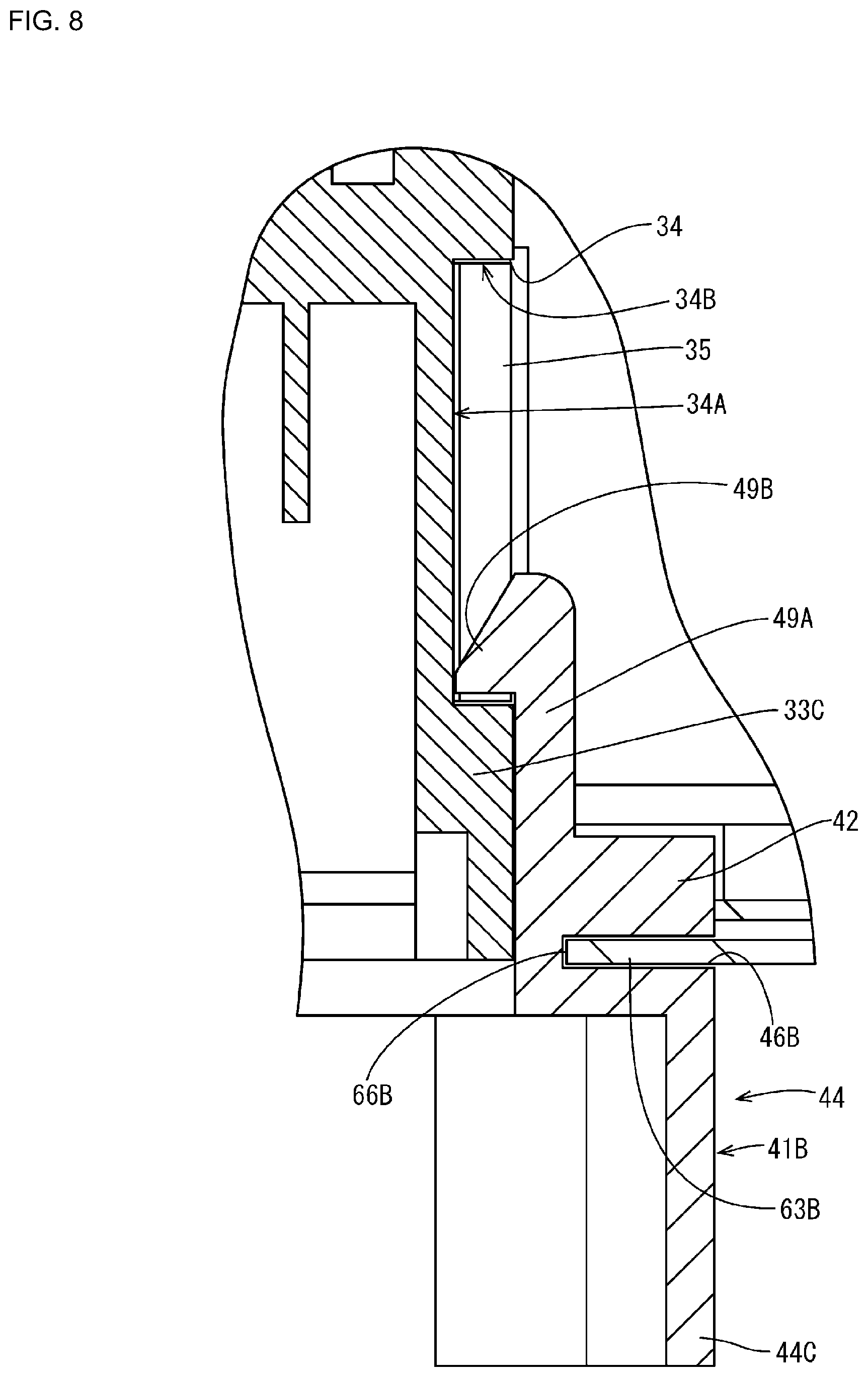 Patent US11777249 Figure 8 – Electrical connection box with a waterproof member