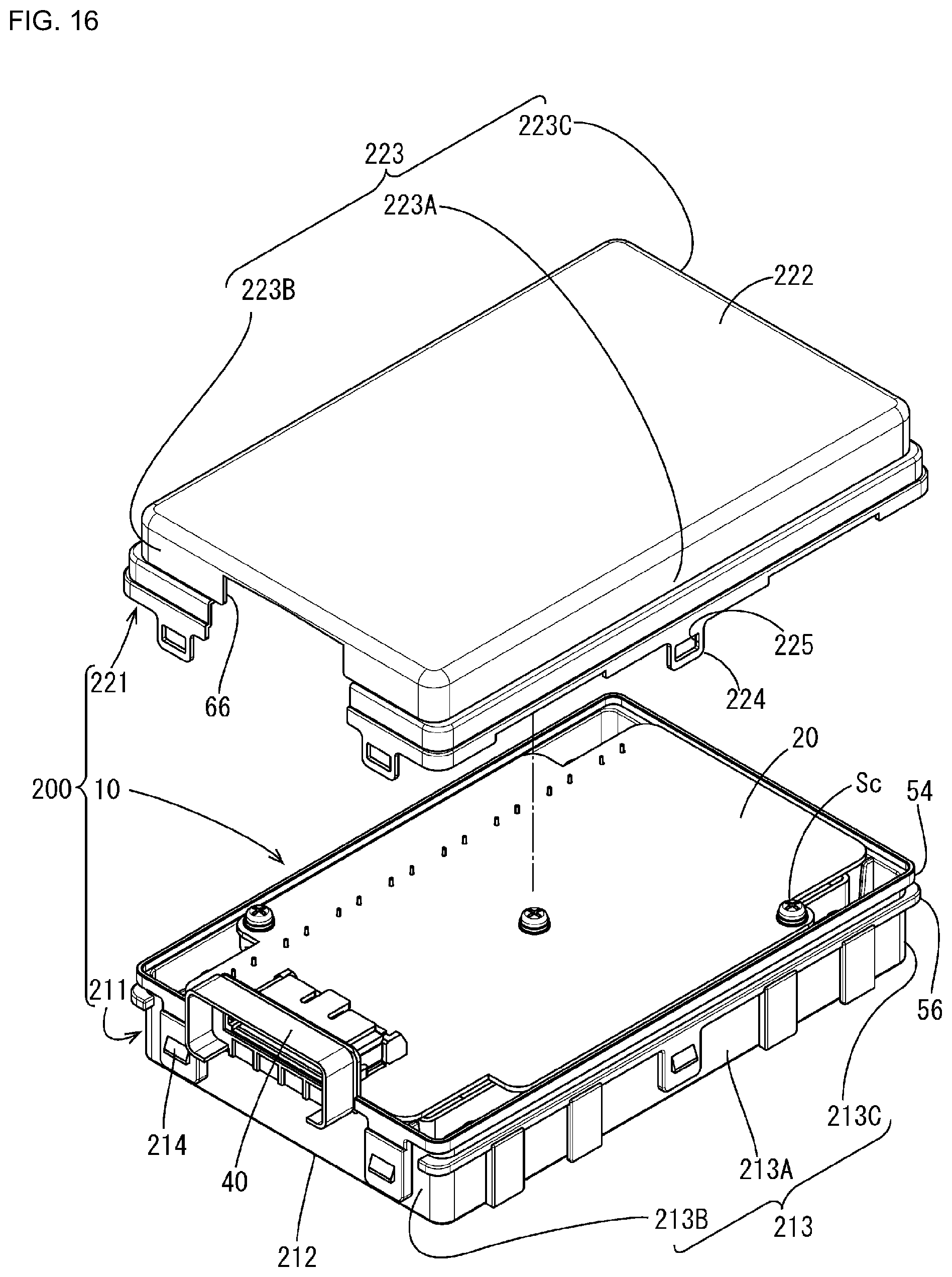 Patent US11777249 Figure 16 – Electrical connection box with a waterproof member
