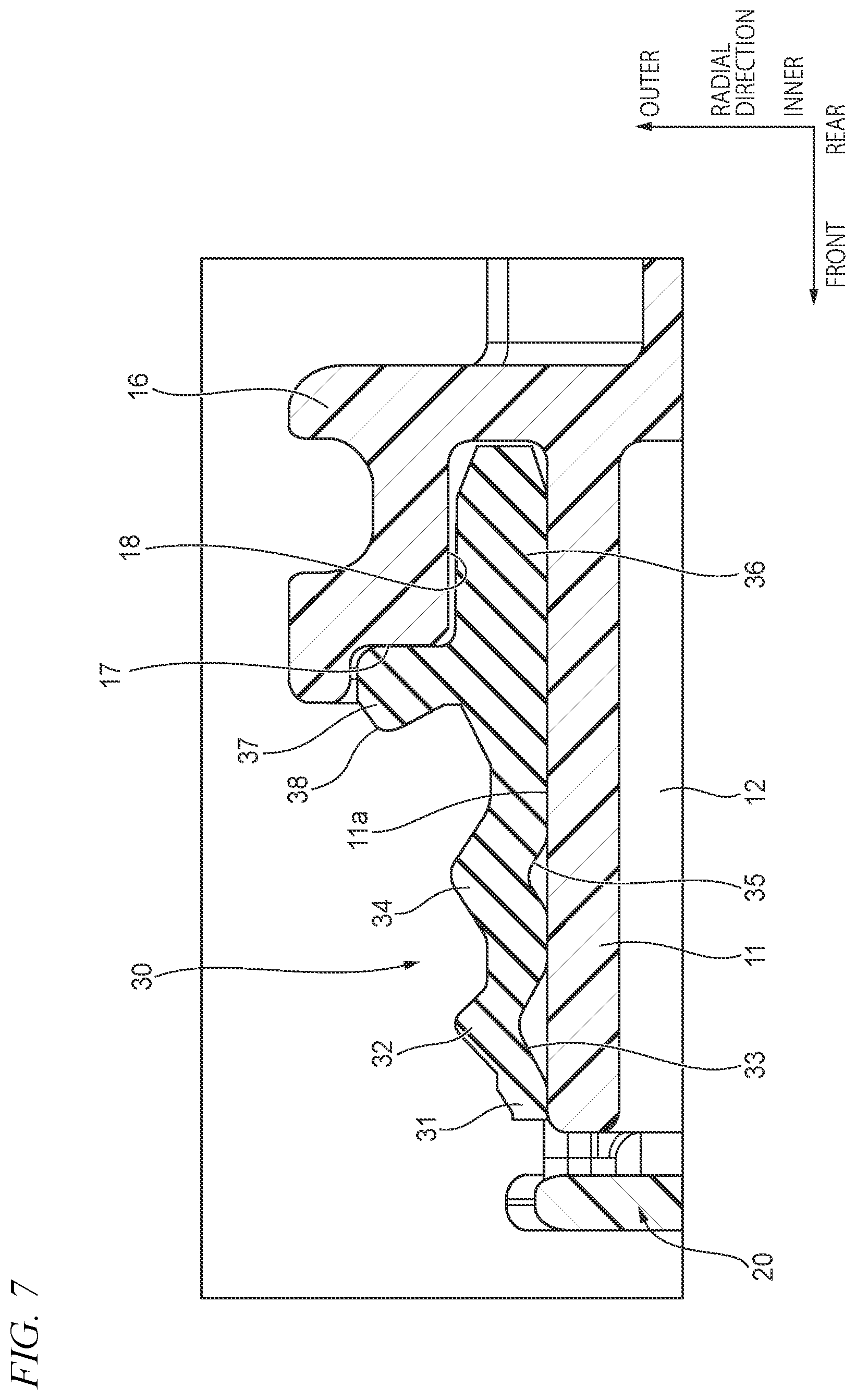Patent US11777251 Figure 7 – Connector including packing having annular seal portion and annular depressed portion