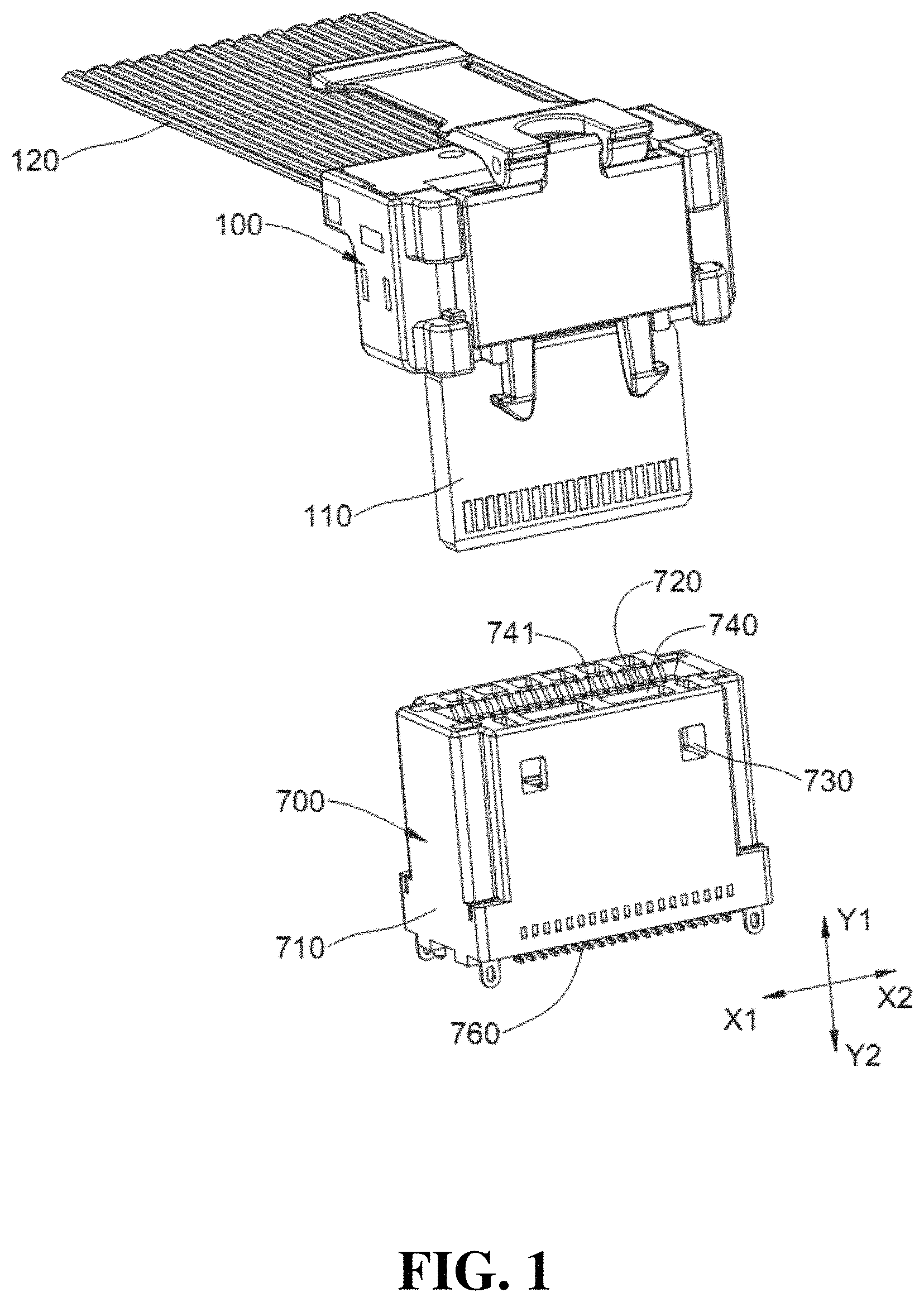 Patent US11777256 Figure 1 – Electrical connector and method for mating and unmating the same