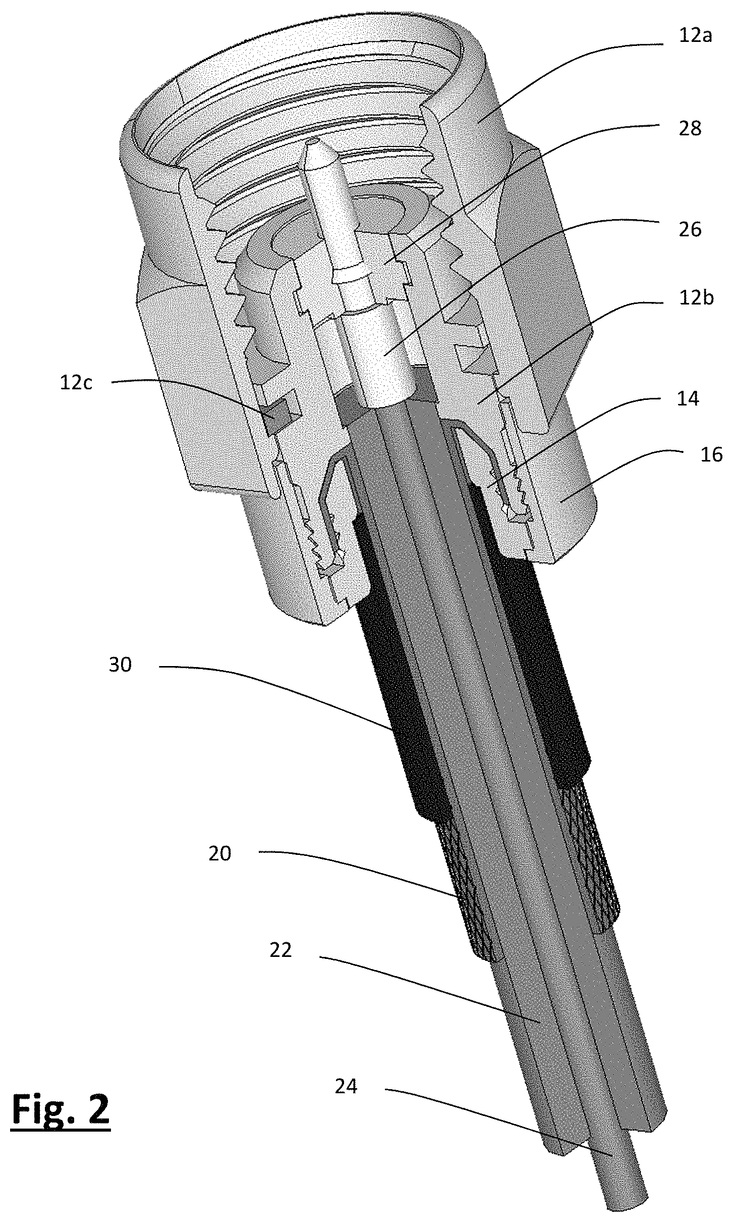 Patent US11777262 Figure 2 – Solderless coaxial cable connector and installation thereof