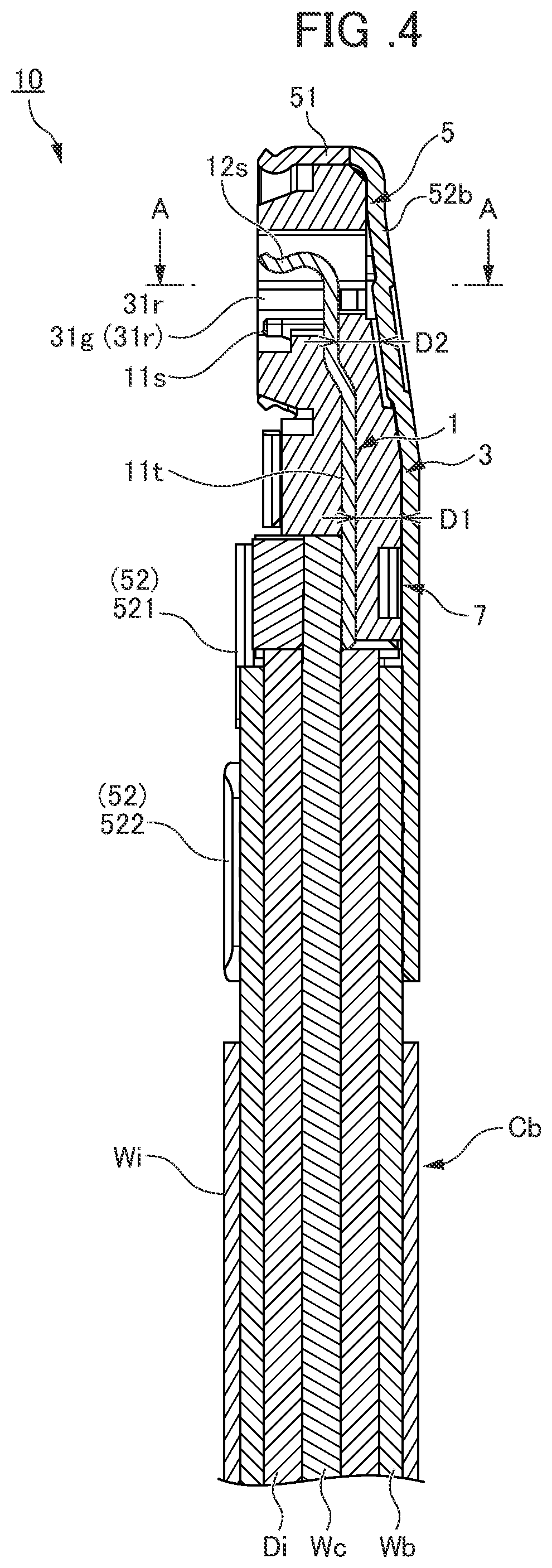 Patent US11777263 Figure 5 – Coaxial connector including crimp housing