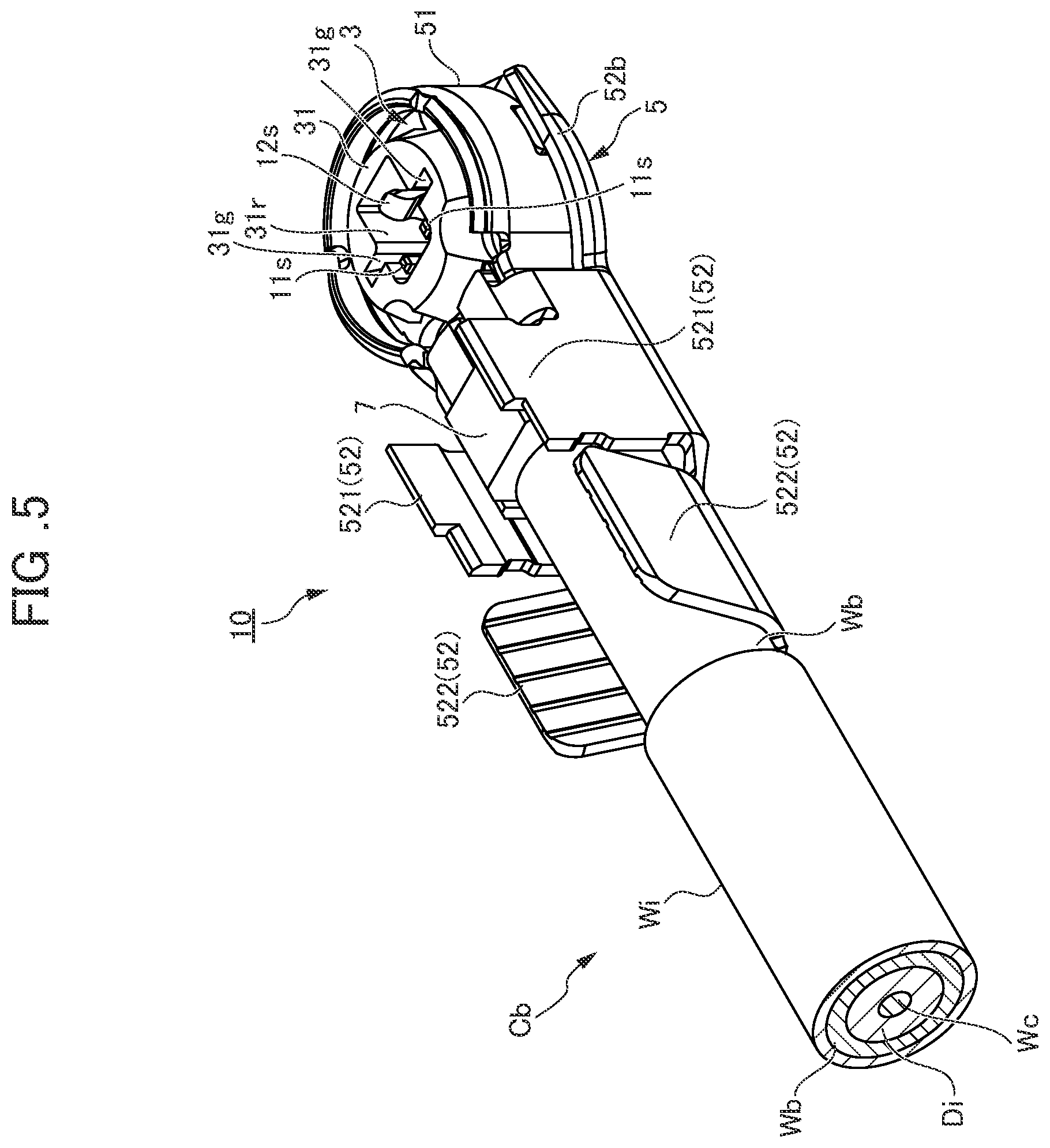 Patent US11777263 Figure 6 – Coaxial connector including crimp housing