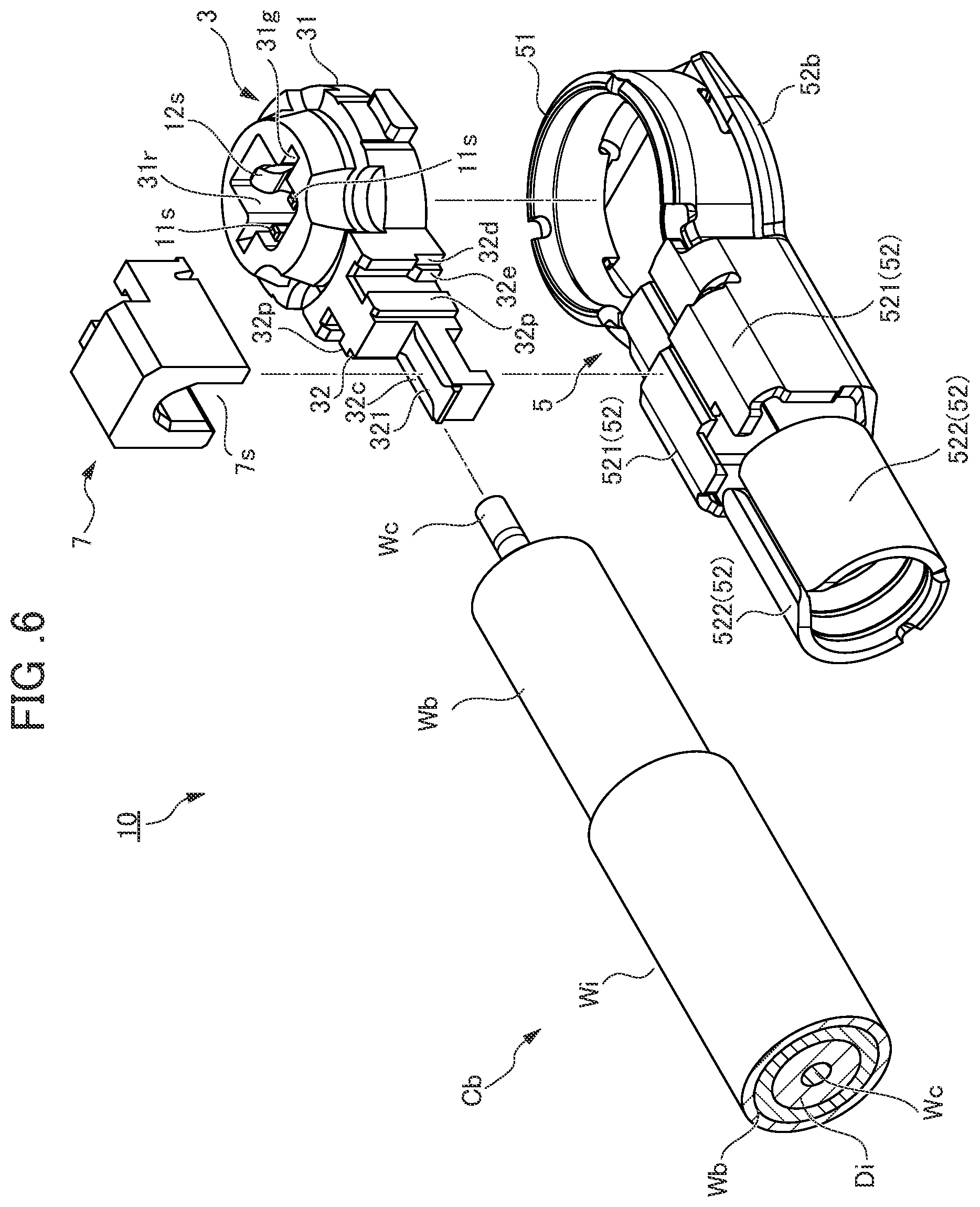 Patent US11777263 Figure 7 – Coaxial connector including crimp housing