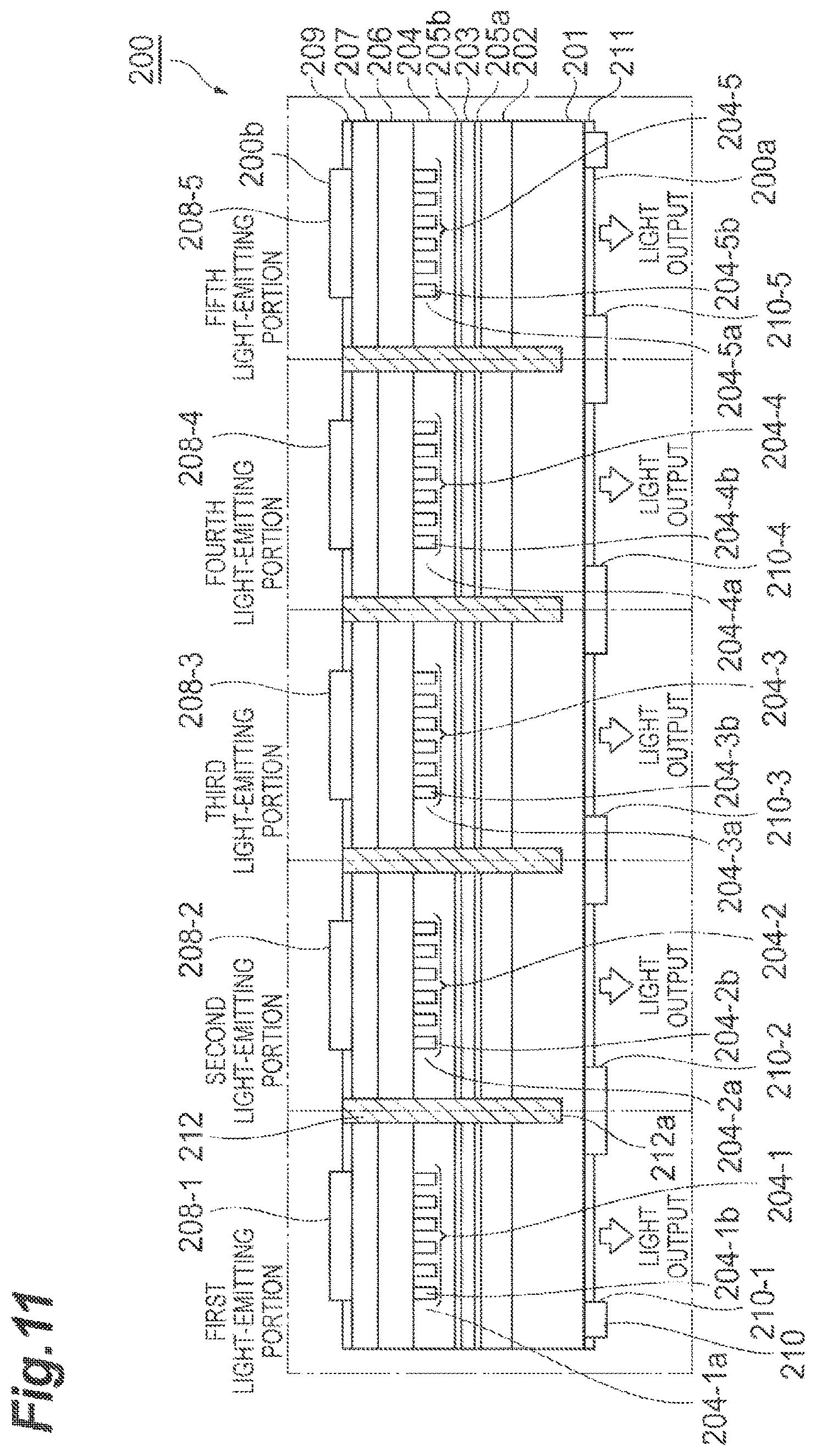 Patent US11777276 Figure 11 – Semiconductor light emitting array with phase modulation regions for generating beam projection patterns