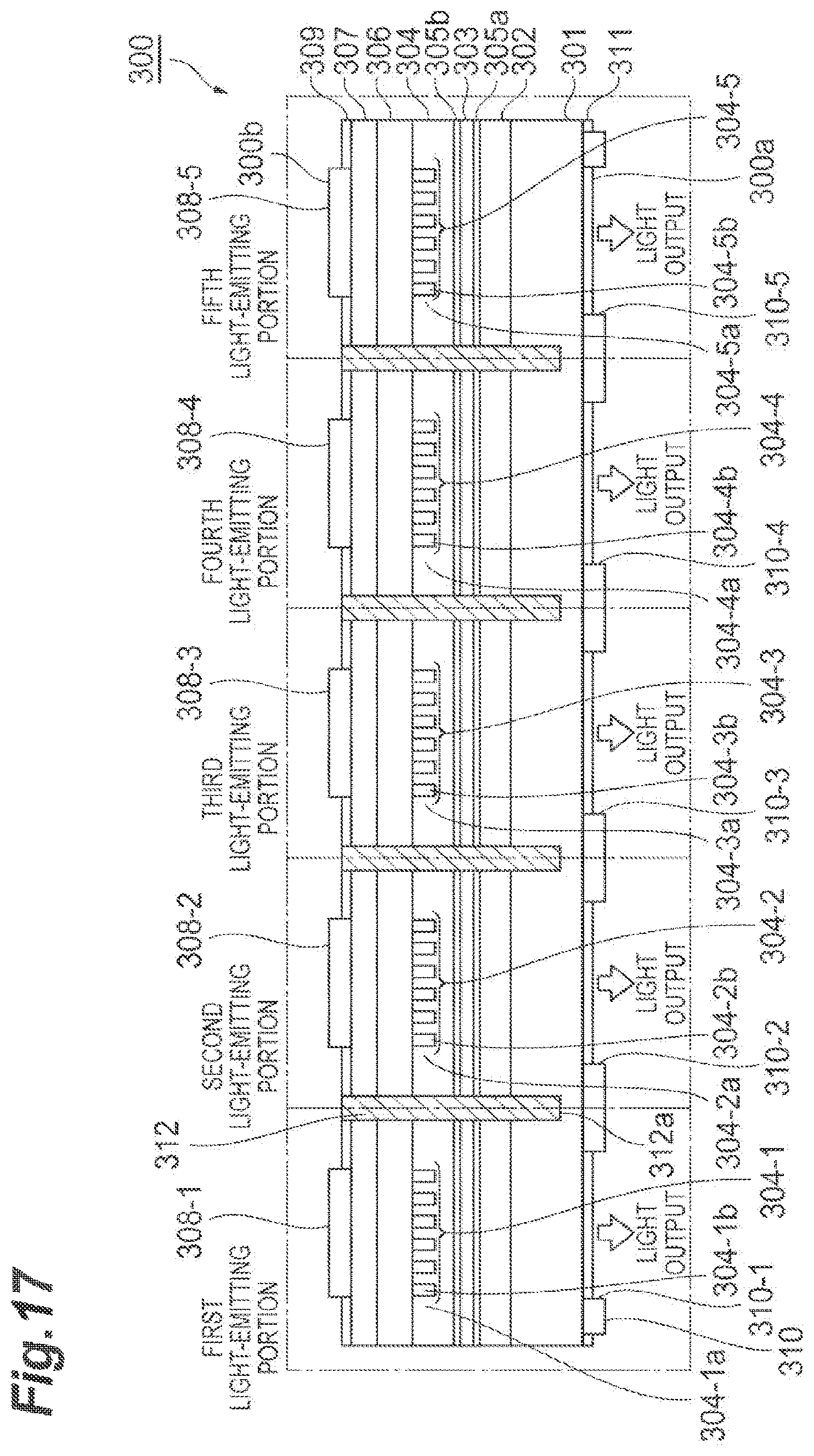 Patent US11777276 Figure 17 – Semiconductor light emitting array with phase modulation regions for generating beam projection patterns