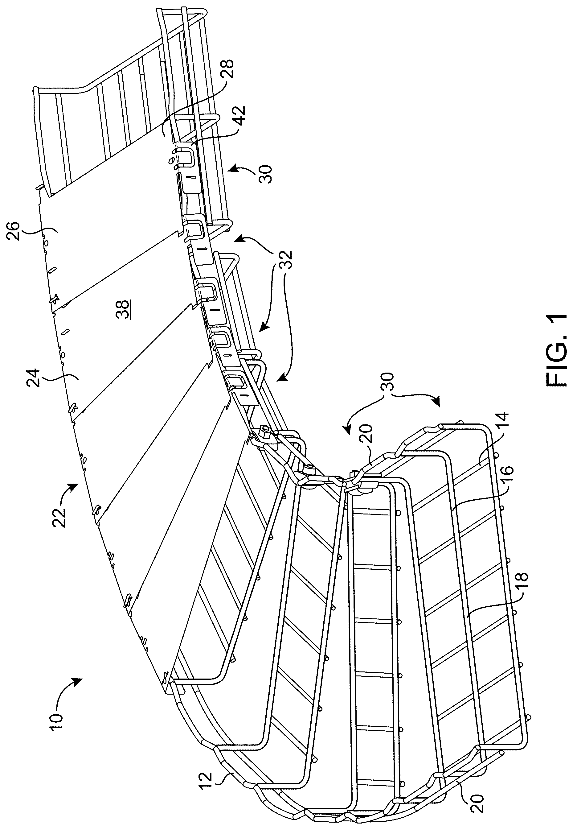 Patent US11777287 Figure 1 – Cable tray having cover panels