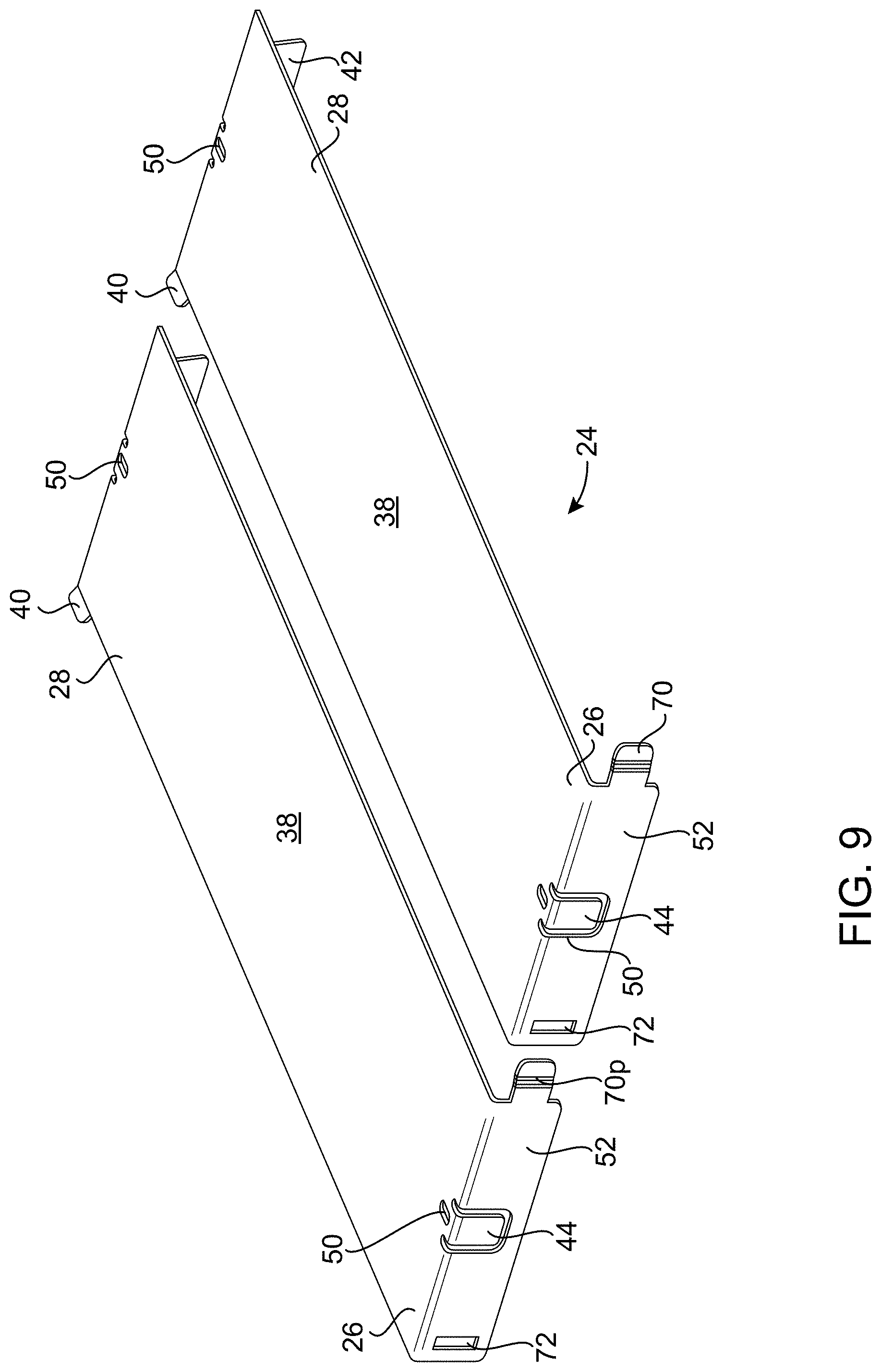 Patent US11777287 Figure 7 – Cable tray having cover panels