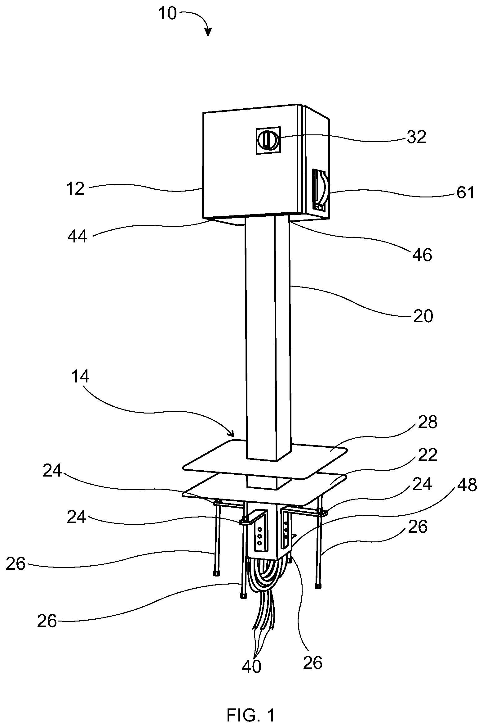 Patent US11777289 Figure 1 – Delivery device for rooftop equipment and systems and method of installation