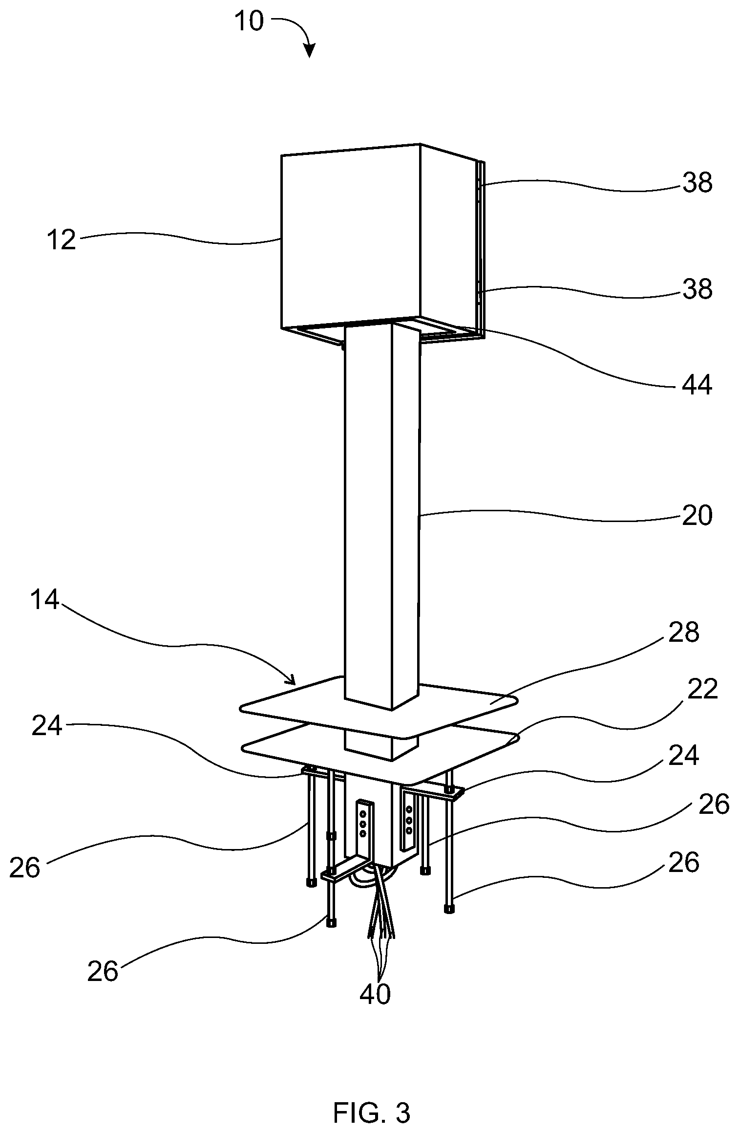 Patent US11777289 Figure 3 – Delivery device for rooftop equipment and systems and method of installation