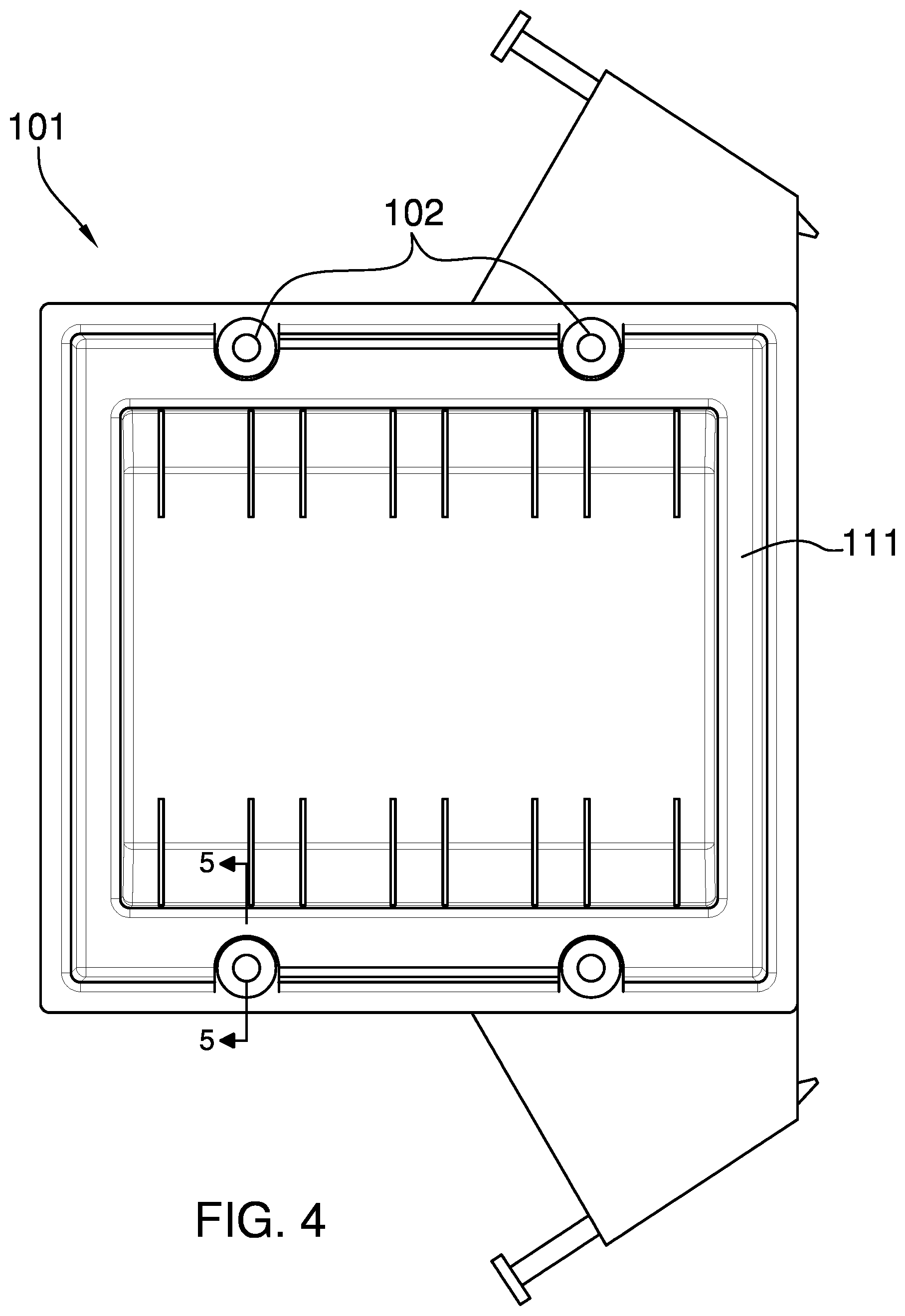 Patent US11777290 Figure 4 – Plastic gang box with metal threaded nut attachment