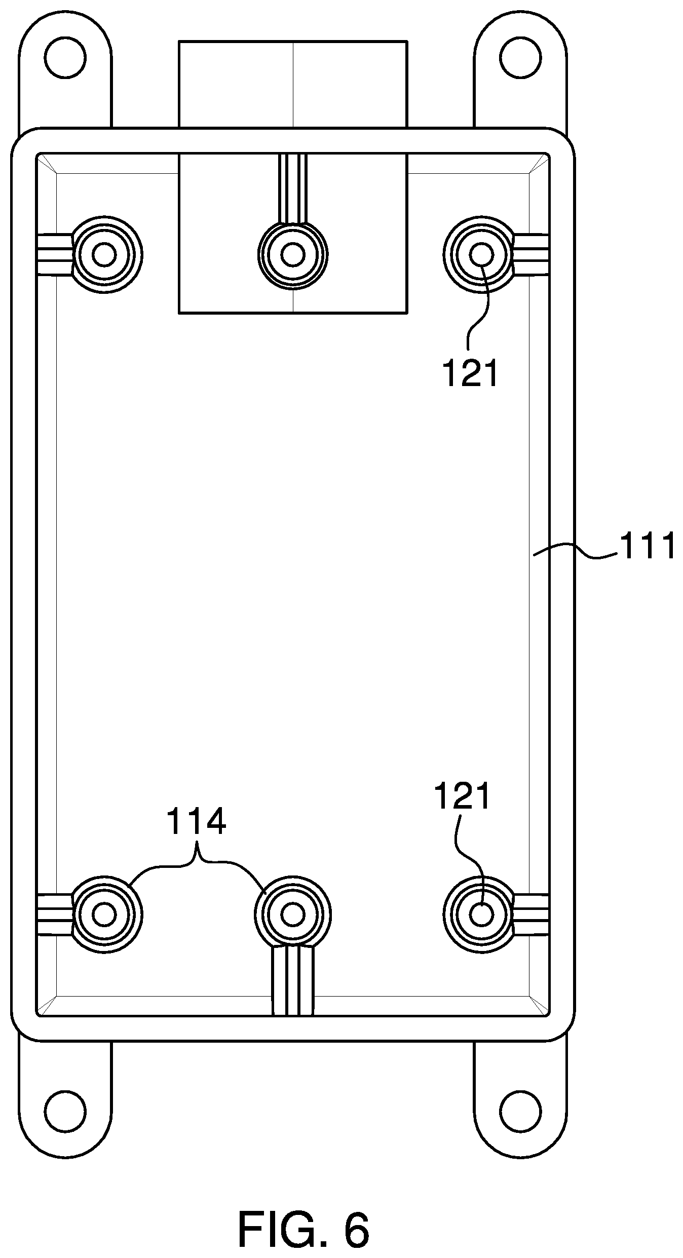 Patent US11777290 Figure 6 – Plastic gang box with metal threaded nut attachment