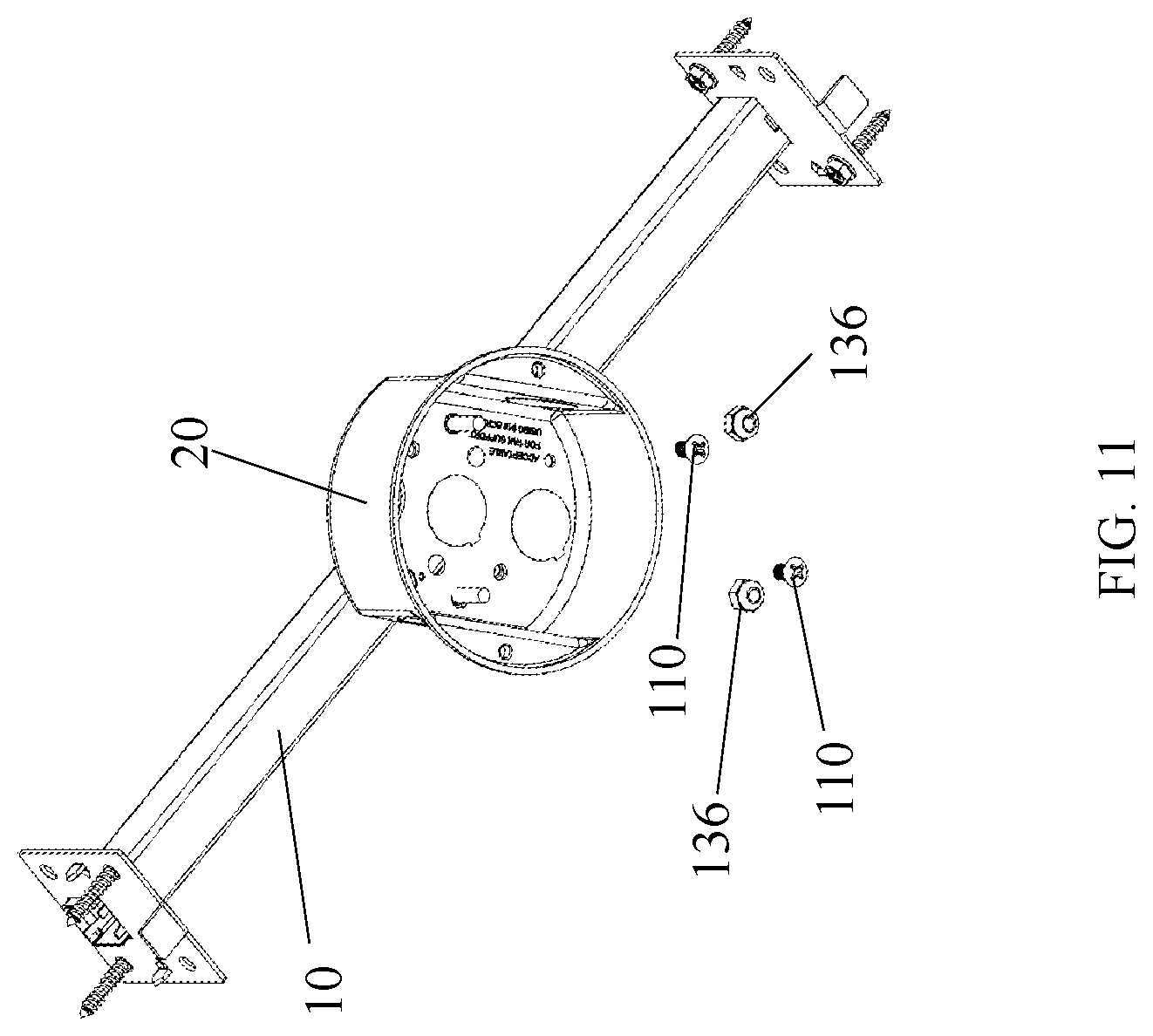 Patent US11777293 Figure 11 – Ceiling fan brace bracket