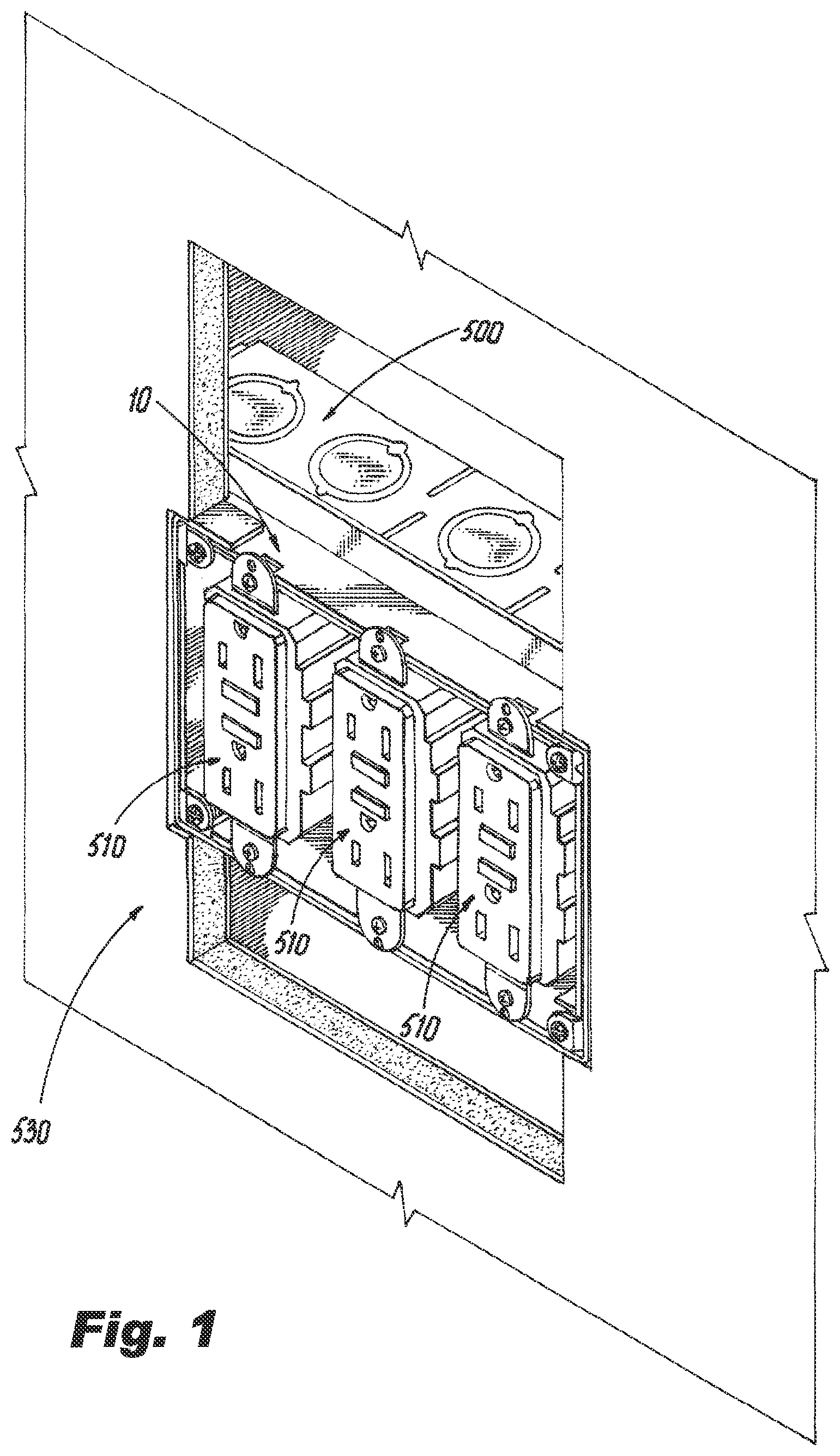 Patent US11777294 — Multi-gang adjustable mud ring assemblies — Figure 1
