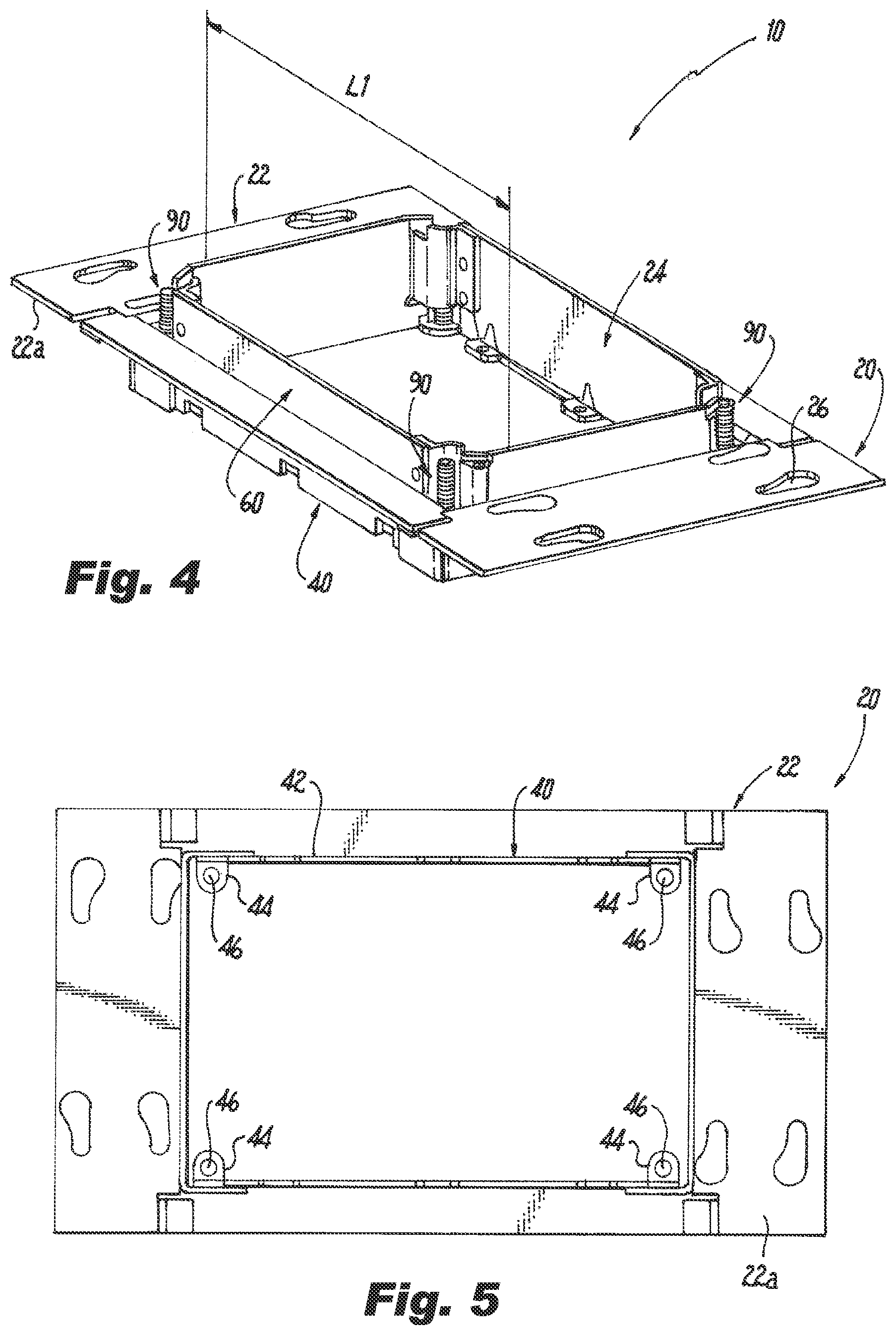 Patent US11777294 Figure 4 – Multi-gang adjustable mud ring assemblies