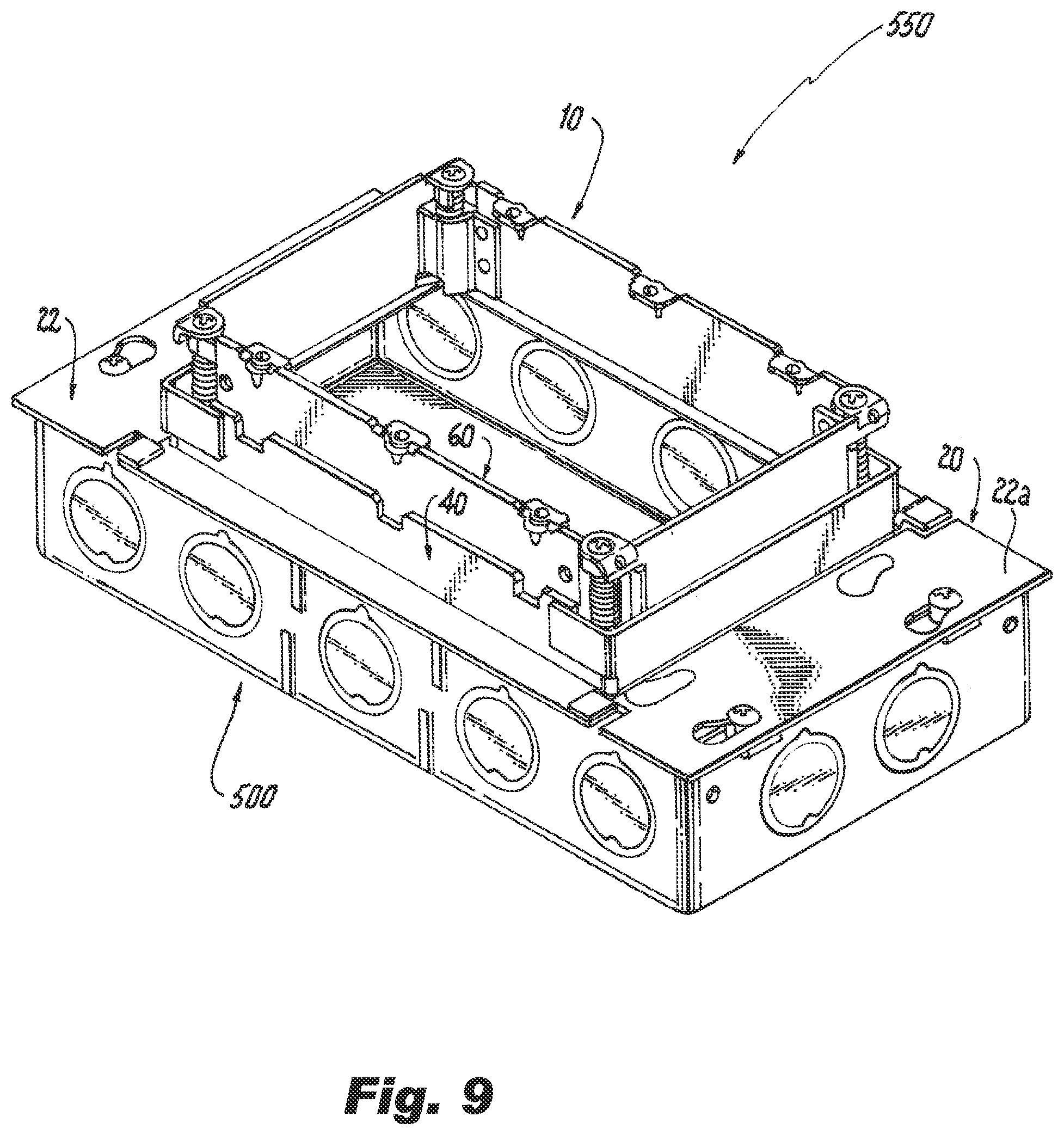 Patent US11777294 Figure 7 – Multi-gang adjustable mud ring assemblies