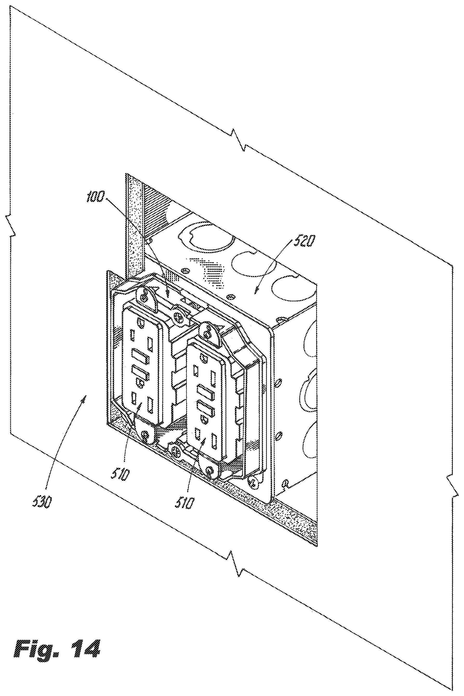 Patent US11777294 Figure 11 – Multi-gang adjustable mud ring assemblies