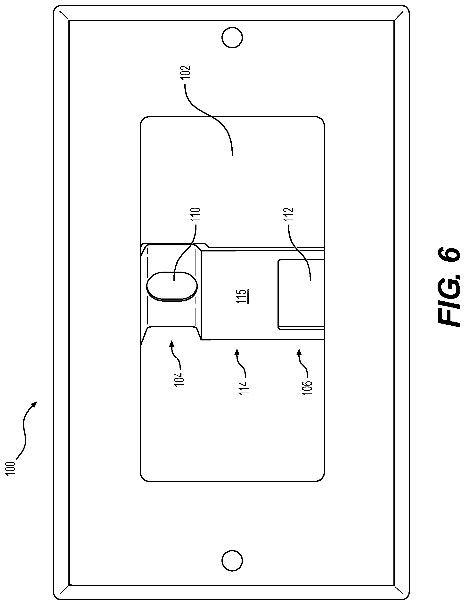 Patent US11777295 Figure 6 – Cable retaining wall plate for combination AC and DC power outlets