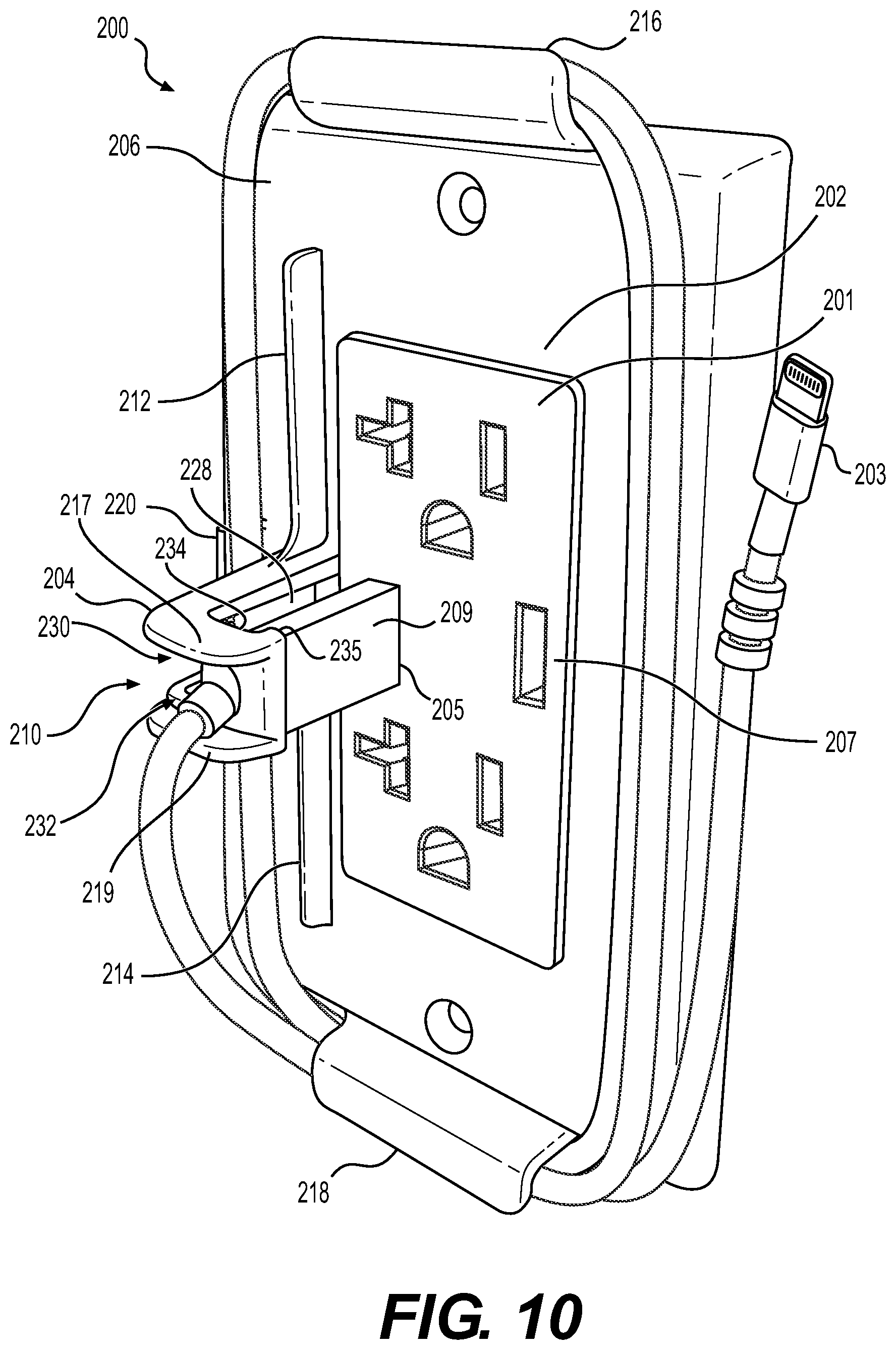 Patent US11777295 Figure 11 – Cable retaining wall plate for combination AC and DC power outlets