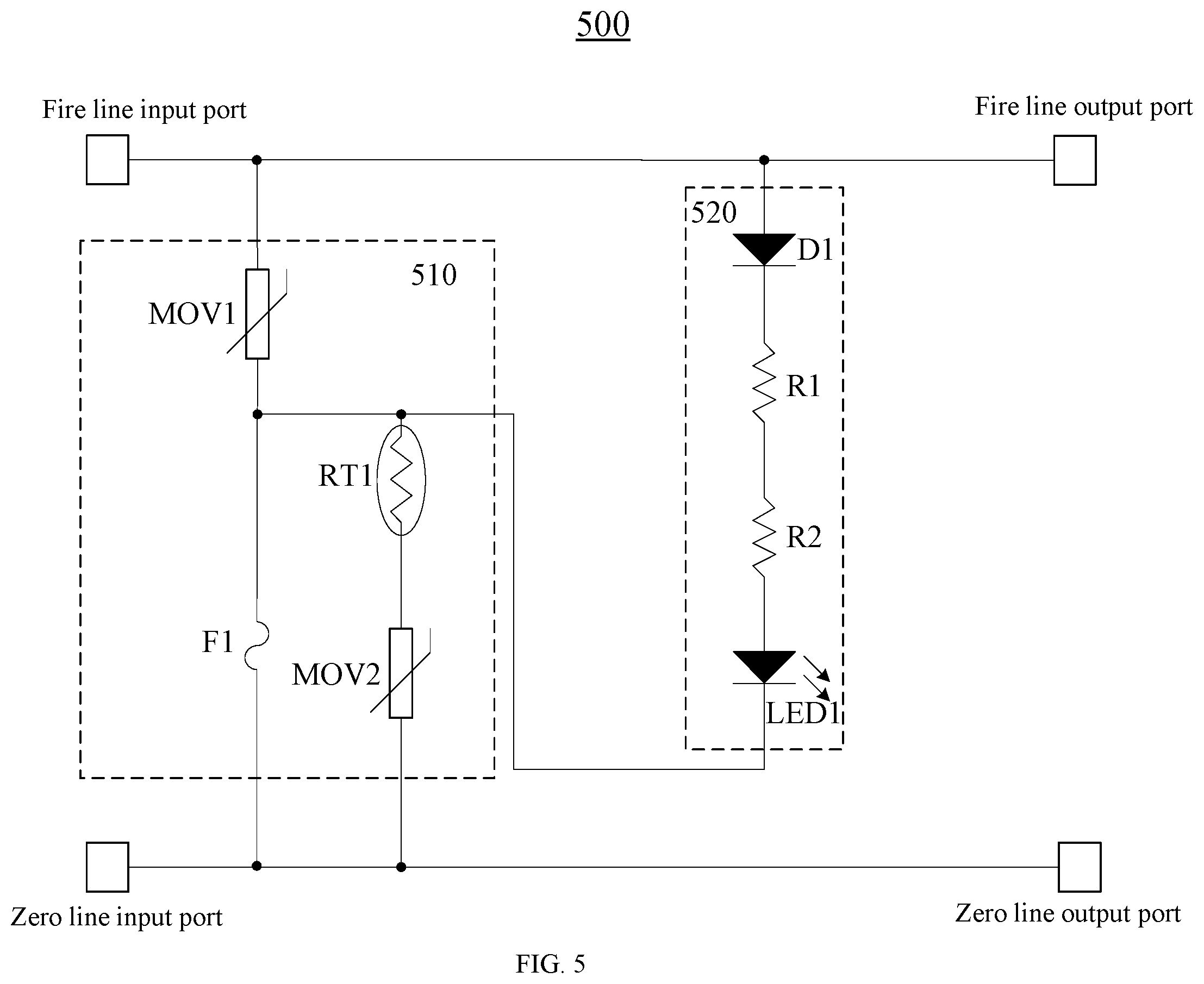 Patent US11777308 Figure 5 – Surge protection circuit, lightning protector and electronic device