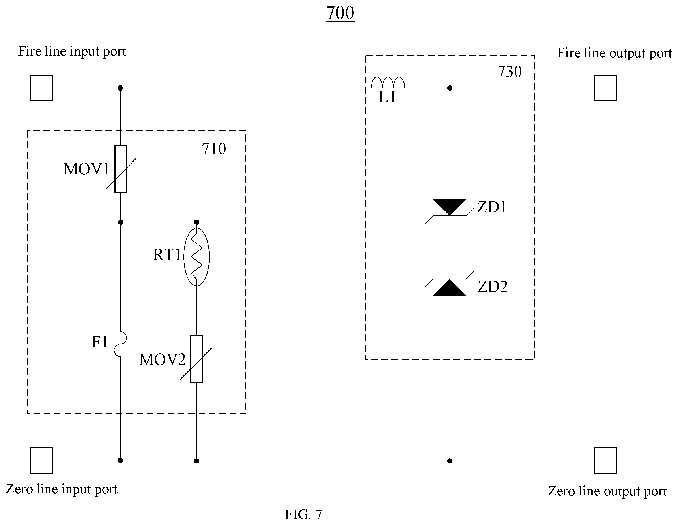 Patent US11777308 Figure 7 – Surge protection circuit, lightning protector and electronic device