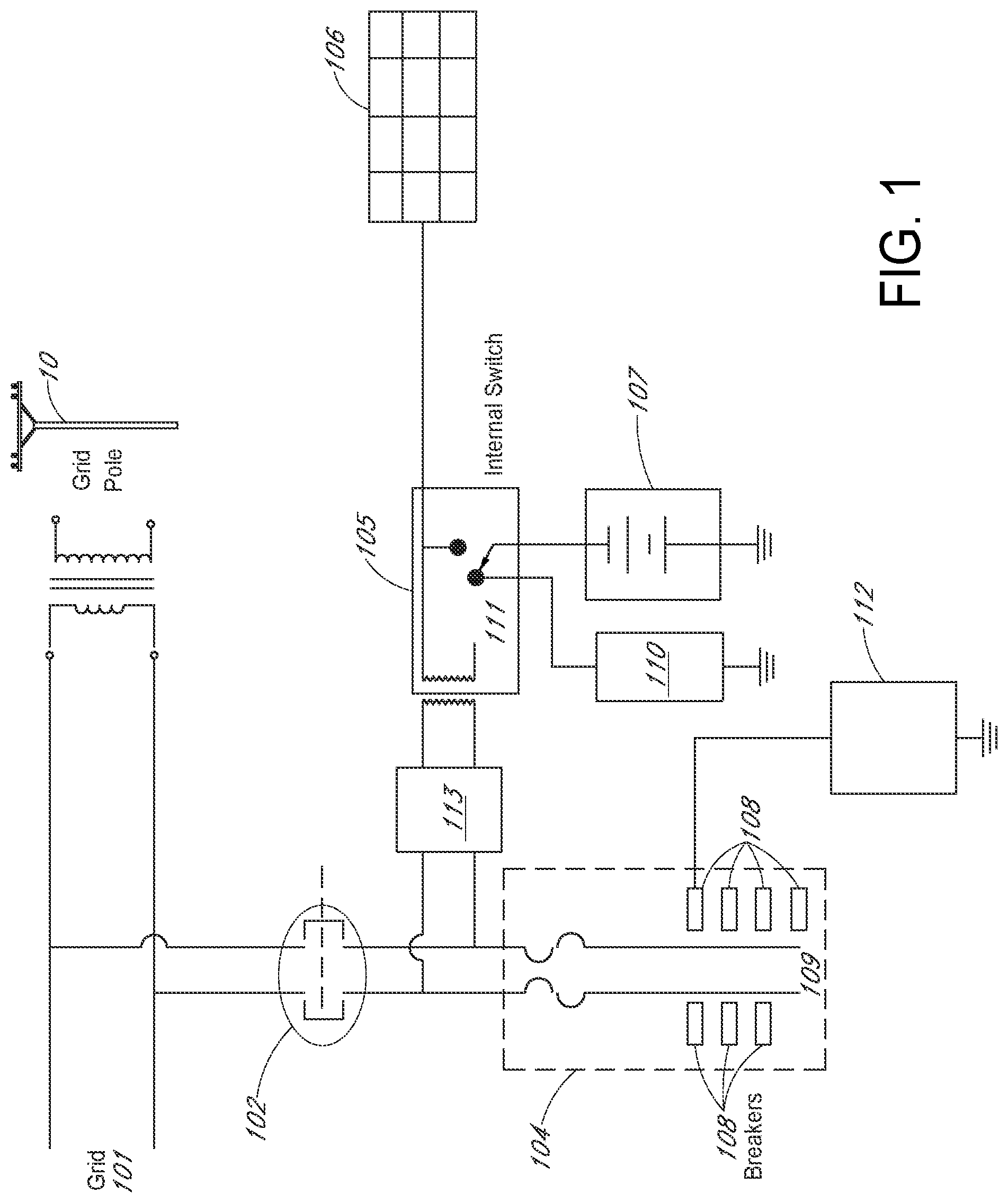 Patent US11777311 Figure 1 – Grid-tied variable frequency facility