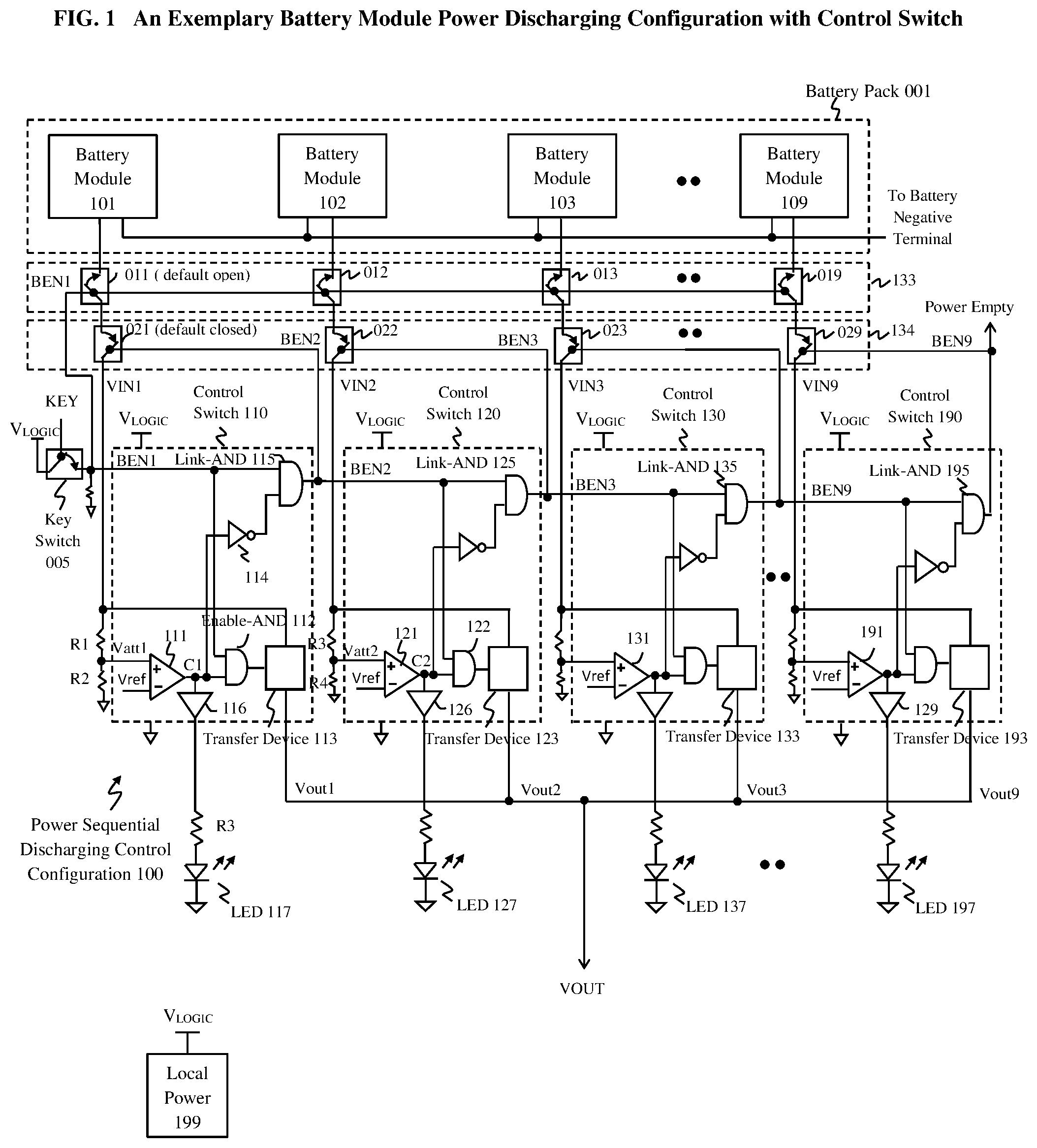 Patent US11777323 Figure 1 – Sequential power discharge for batteries in a power system