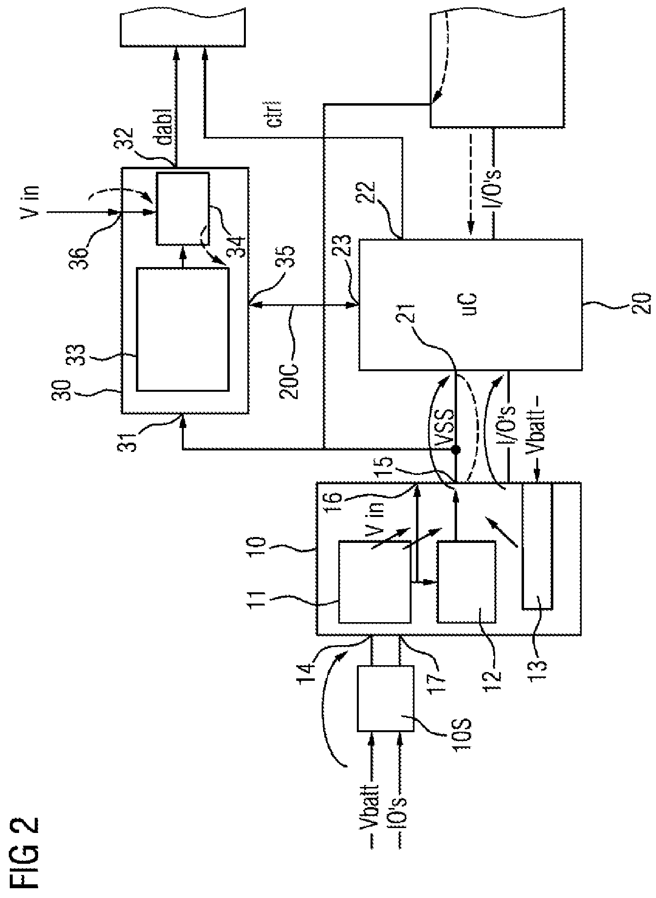 Patent US11777326 Figure 2 – Device for preventing overvoltage-induced damage caused by fault propagation in safety-relevant systems