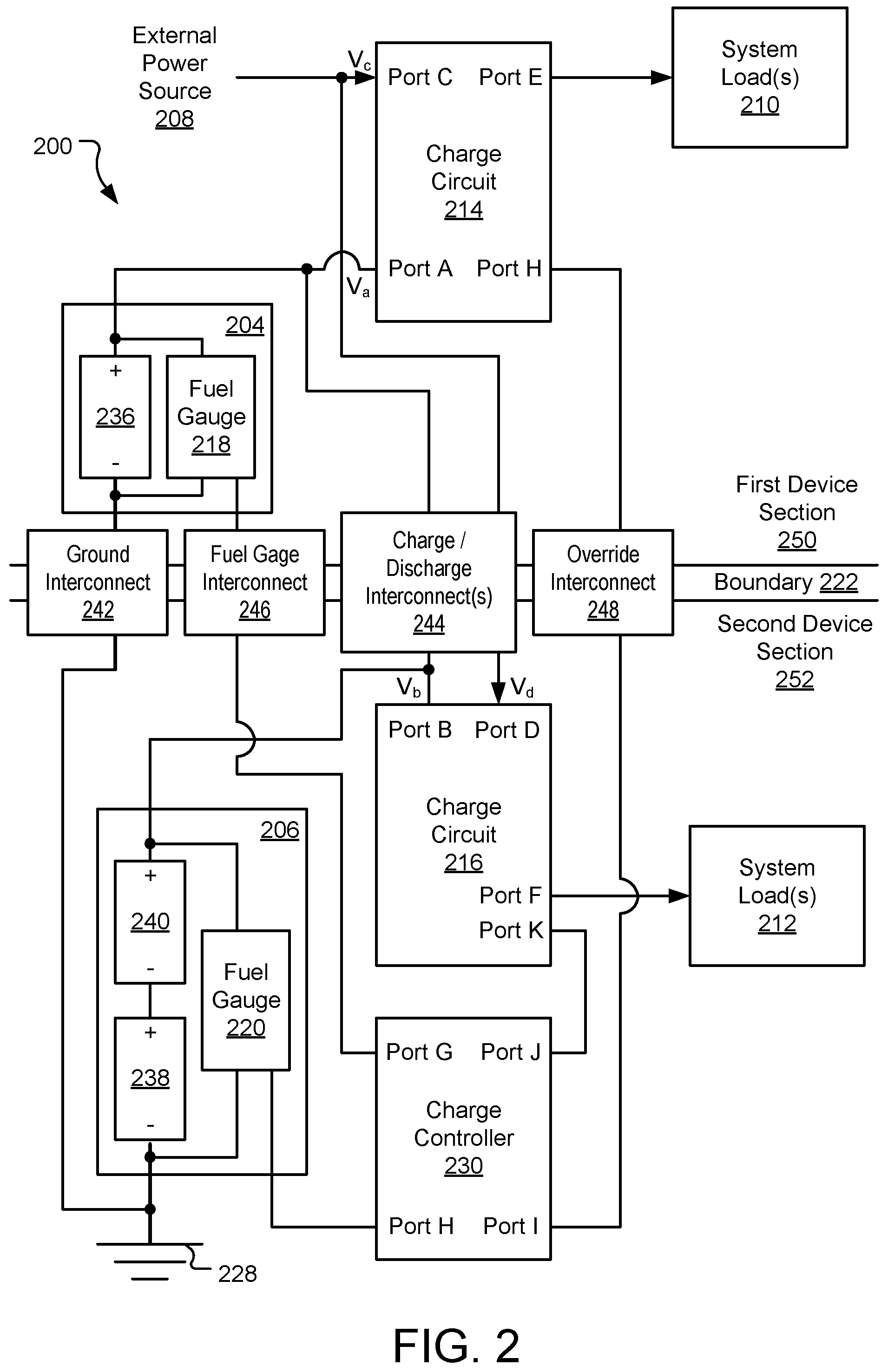 Patent US11777330 Figure 2 – Common charge controller for electronic devices with multiple batteries