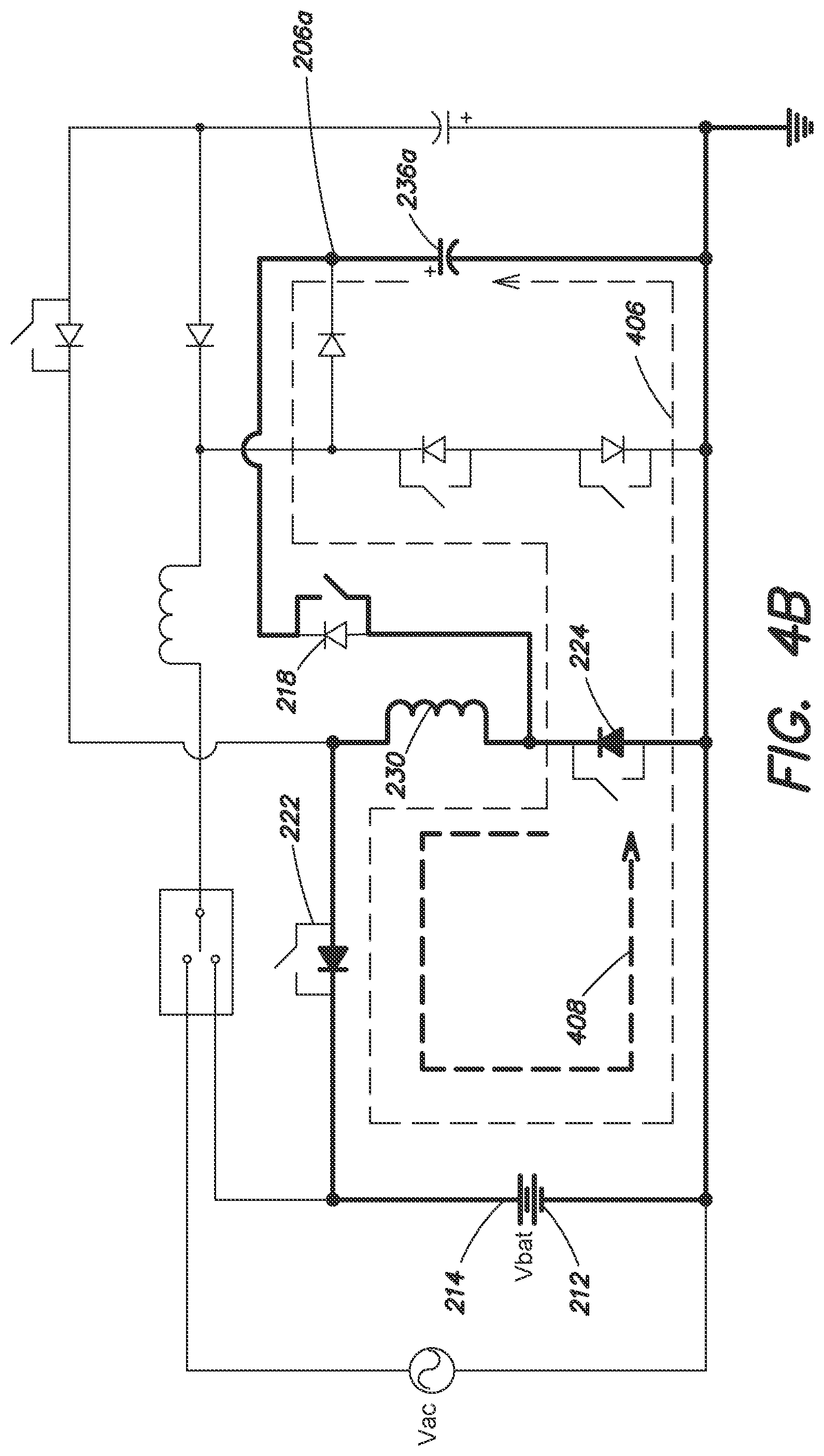 Patent US11777338 Figure 6 – AC switch PFC with integrated charger and DC-DC for online UPS systems