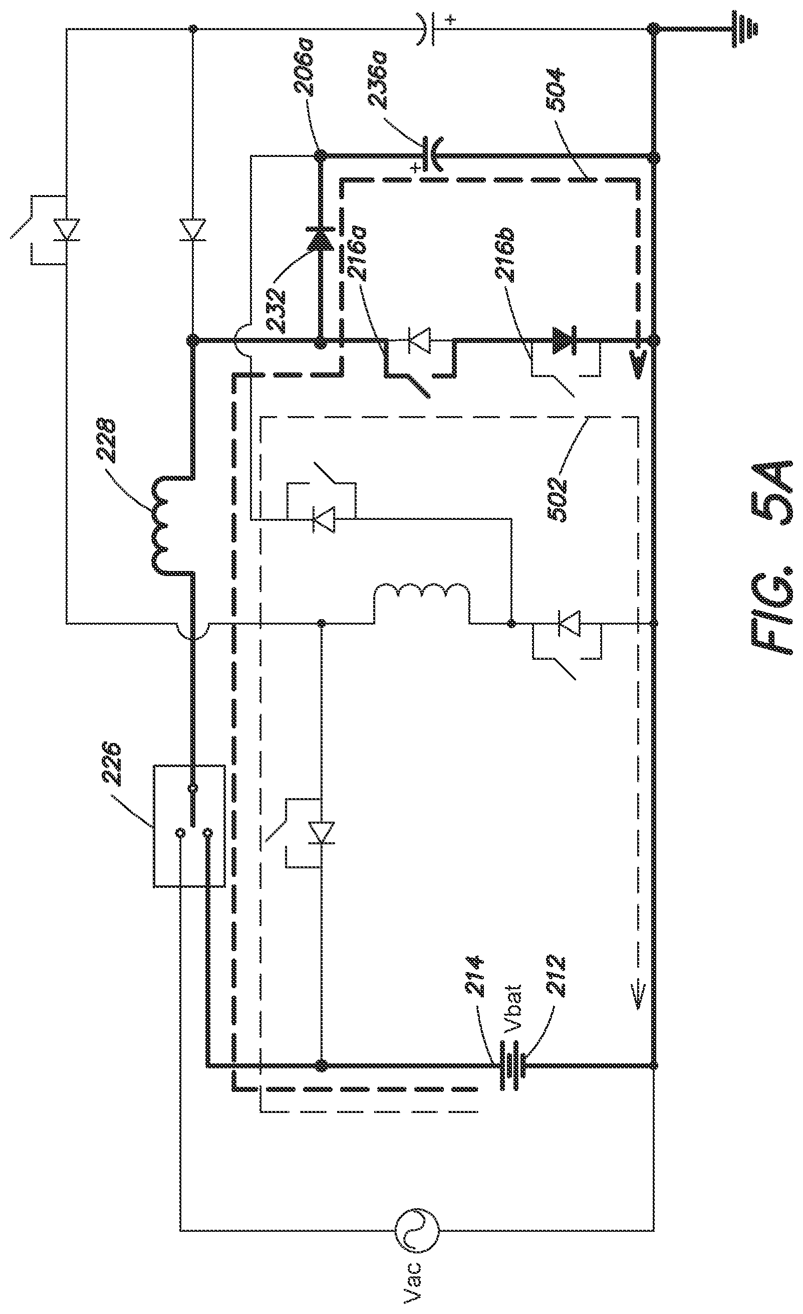 Patent US11777338 Figure 7 – AC switch PFC with integrated charger and DC-DC for online UPS systems
