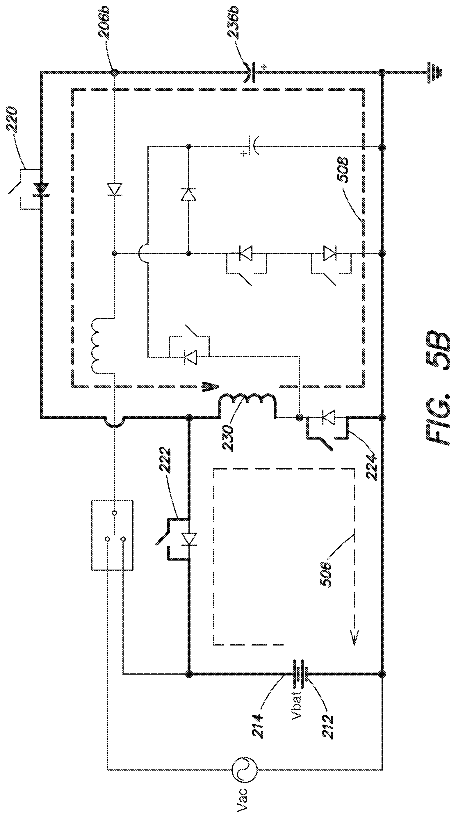 Patent US11777338 Figure 8 – AC switch PFC with integrated charger and DC-DC for online UPS systems