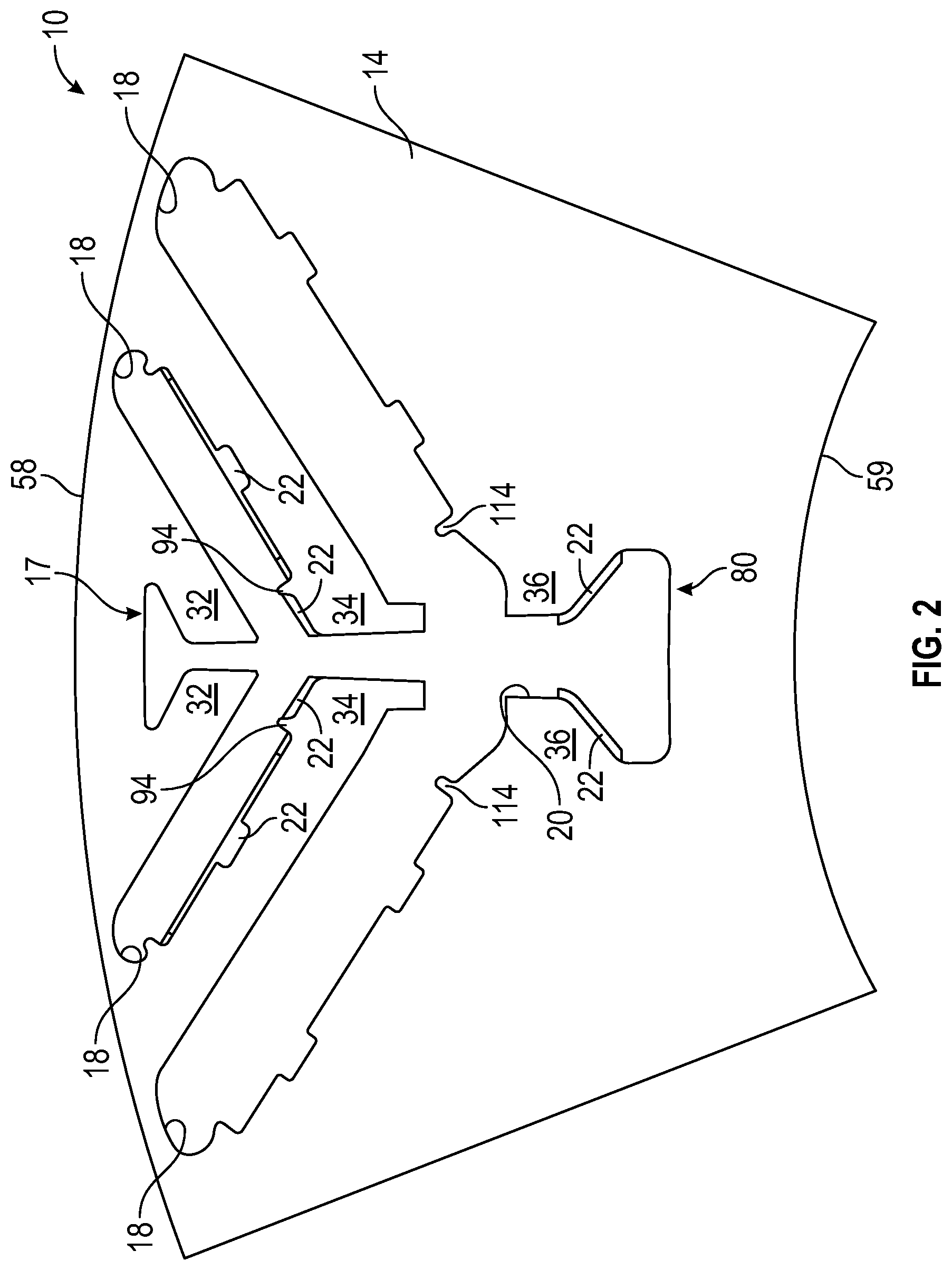 Patent US11777348 Figure 2 – Rotor core with load bearing polymer and insert