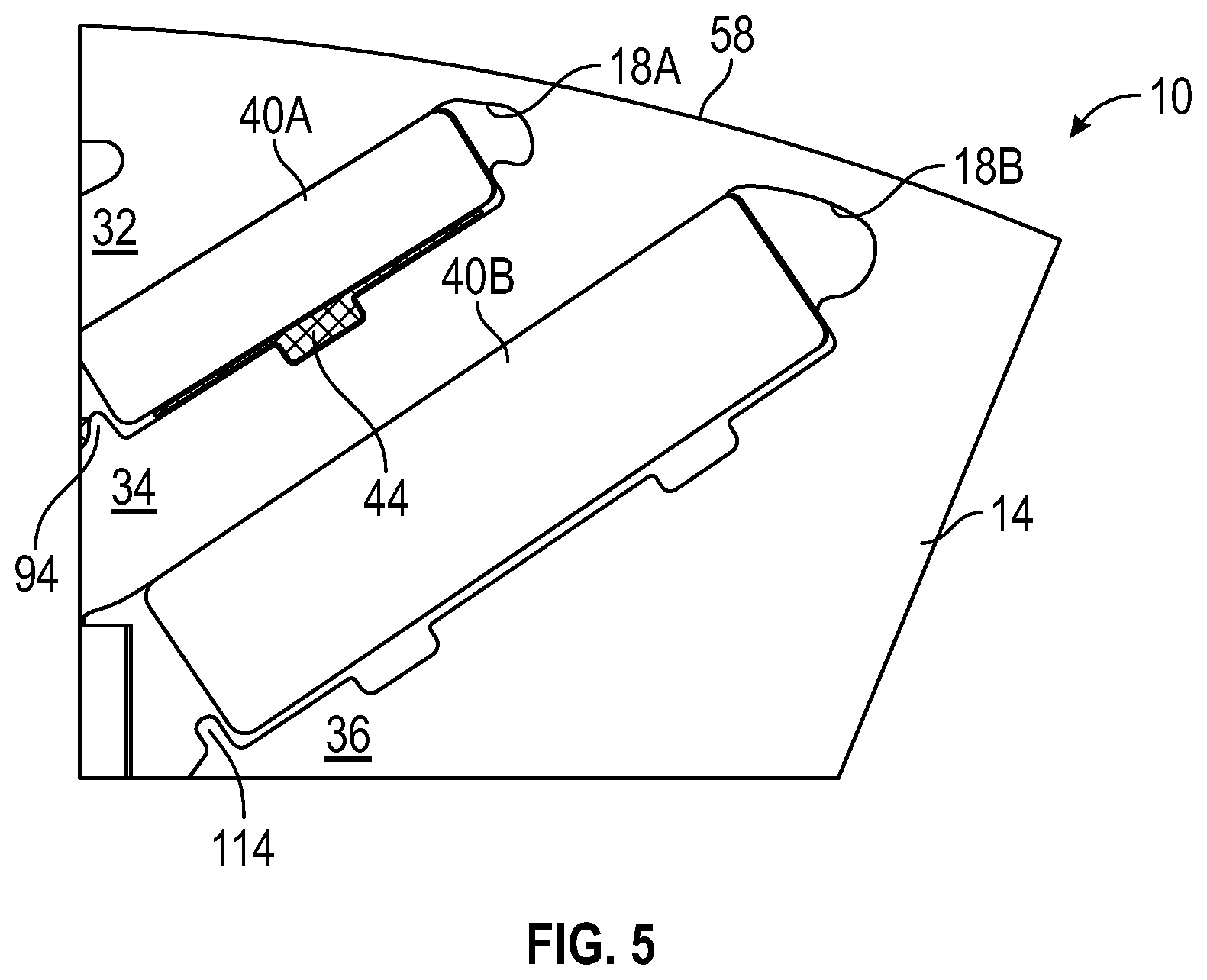 Patent US11777348 Figure 5 – Rotor core with load bearing polymer and insert