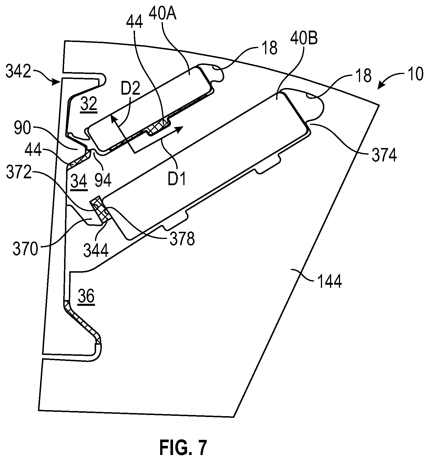Patent US11777348 Figure 7 – Rotor core with load bearing polymer and insert